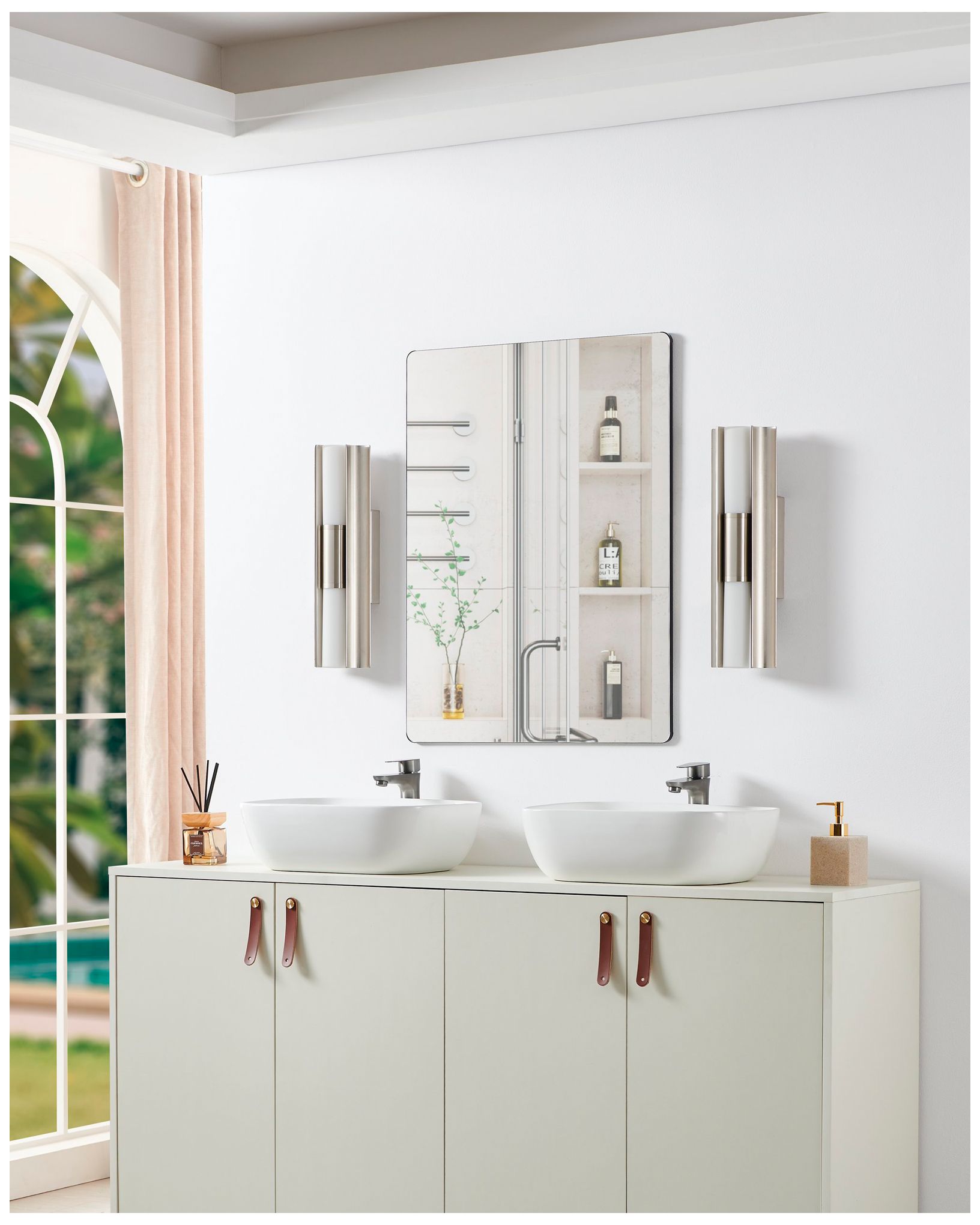 Image 7 Thesis Colton 18" Brushed Nickel 5CCT LED Vanity Light w/ Etched Glass more views