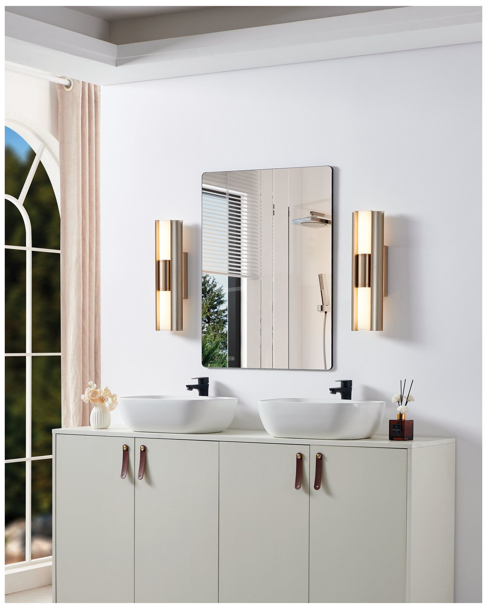 Image 6 Thesis Colton 18" Champagne Gold 5CCT LED Vanity Light, Opal Glass Shades more views
