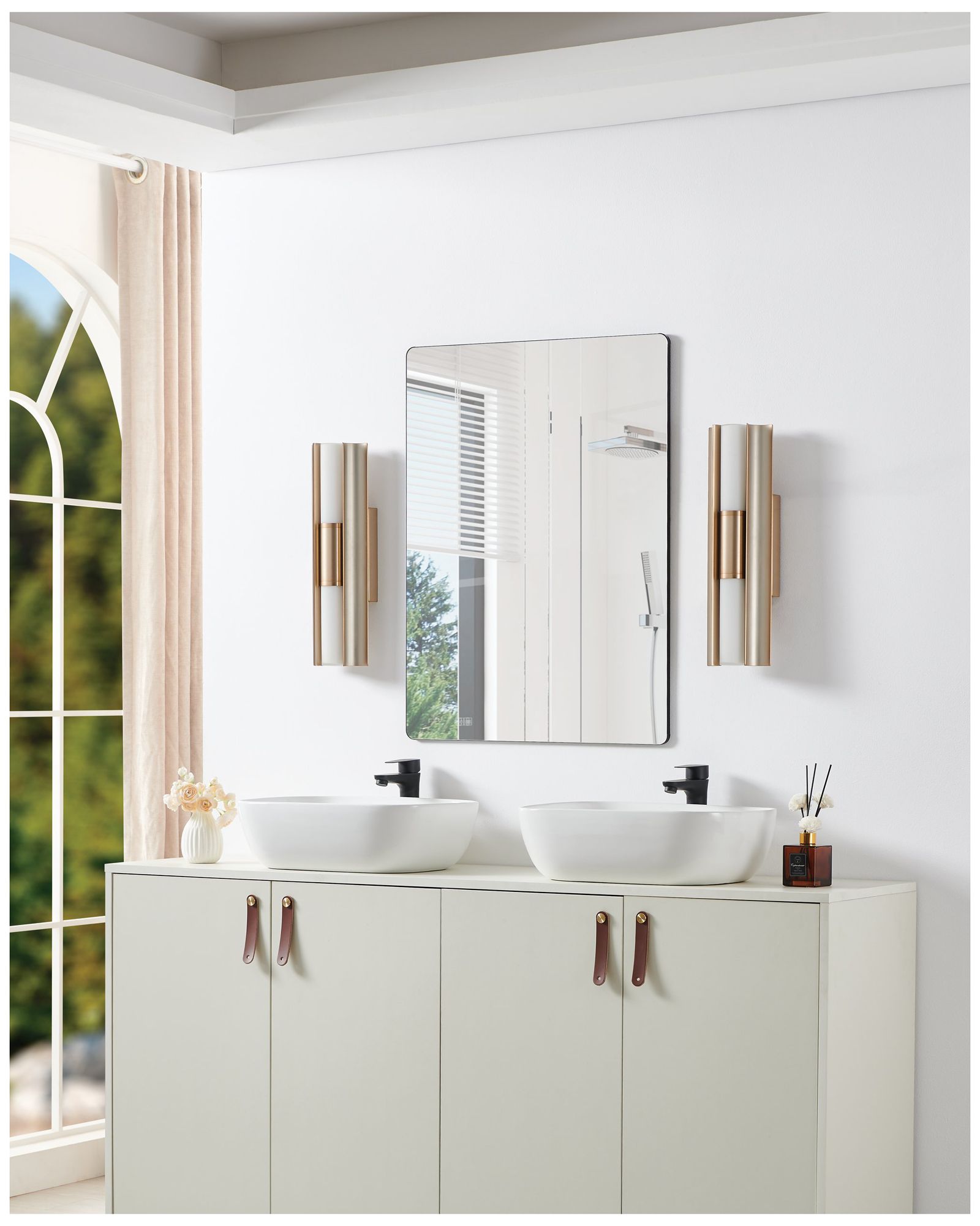 Image 7 Thesis Colton 18" Champagne Gold 5CCT LED Vanity Light, Opal Glass Shades more views