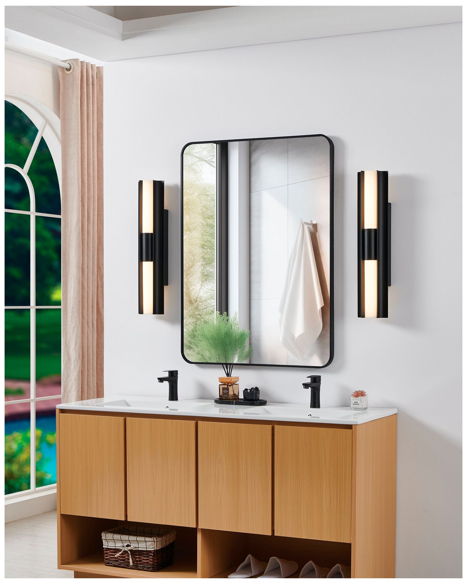 Image 6 Thesis Colton 24" Black 5CCT LED Vanity Light with Etched Opal Glass S more views
