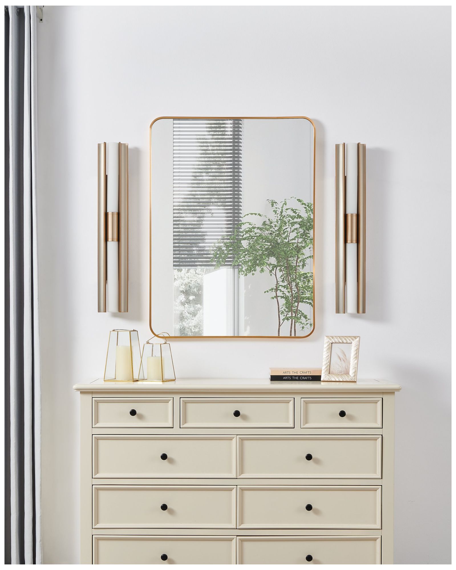 Image 7 Thesis Colton 30" Champagne Gold 5CCT LED Vanity Light, Opal Glass Shades more views