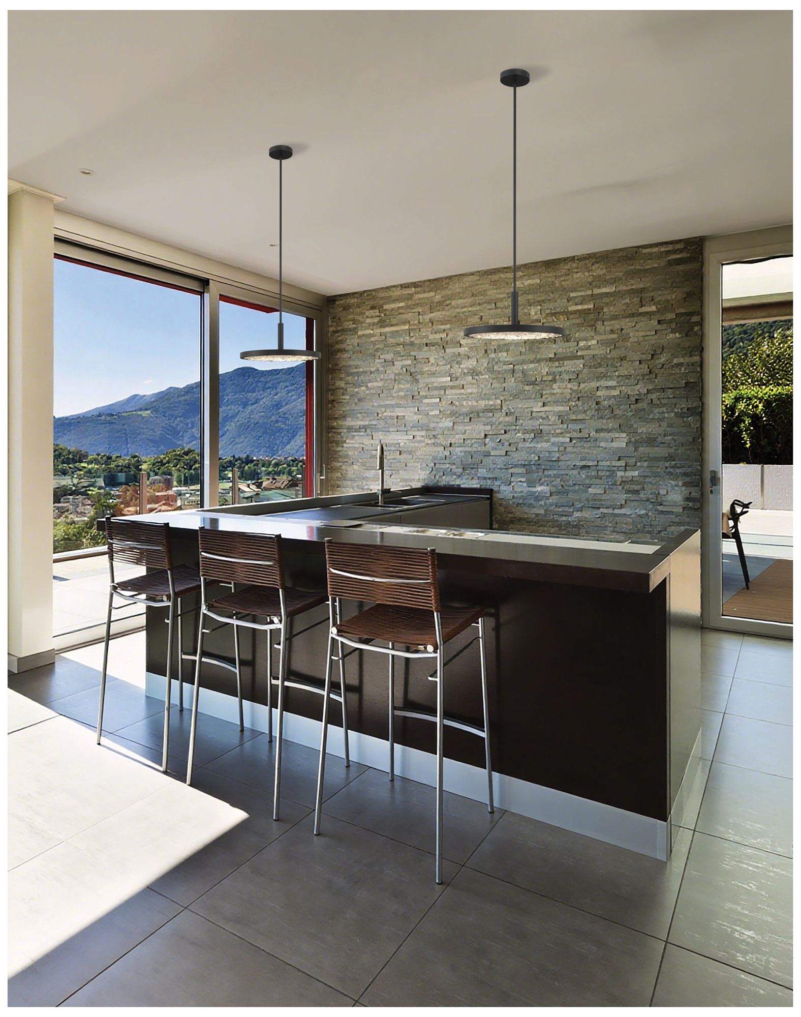 Thesis Courtney 18" Textured Black 5CCT LED Convertible Pendant