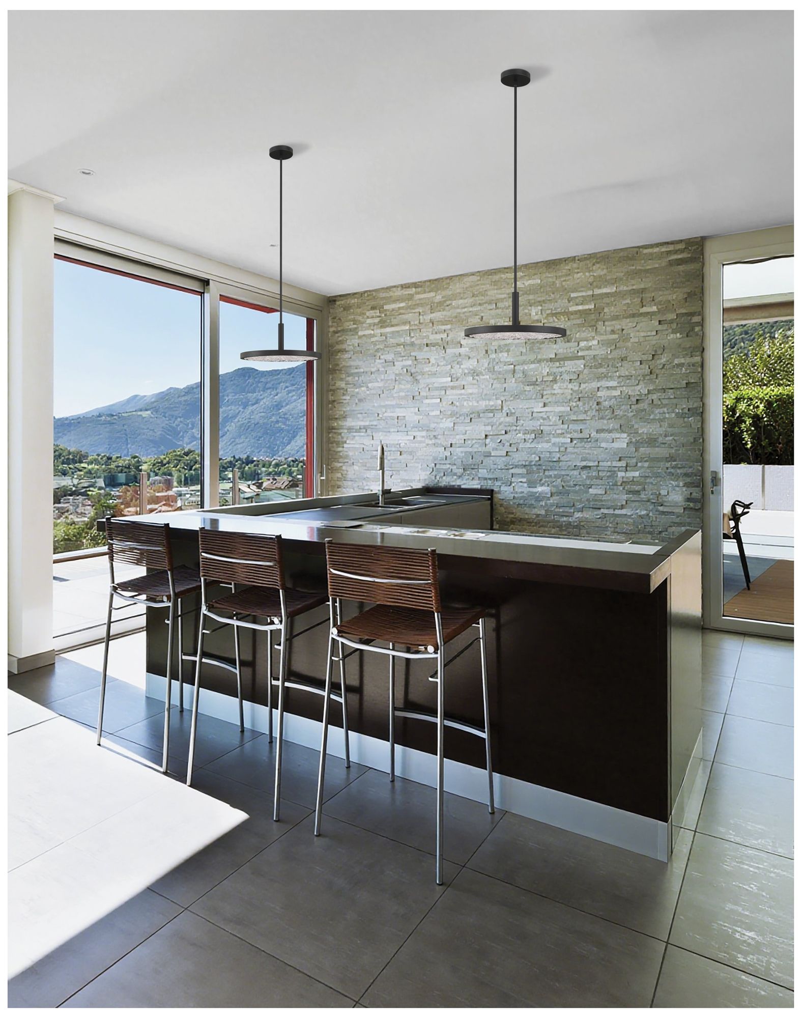 Thesis Courtney 18" Textured Black 5CCT LED Convertible Pendant