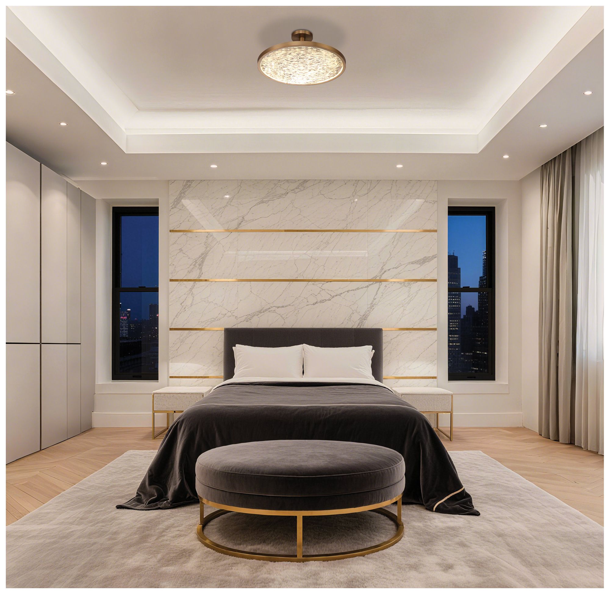 Thesis Courtney 24" Champagne Gold 5CCT LED Convertible Pendant