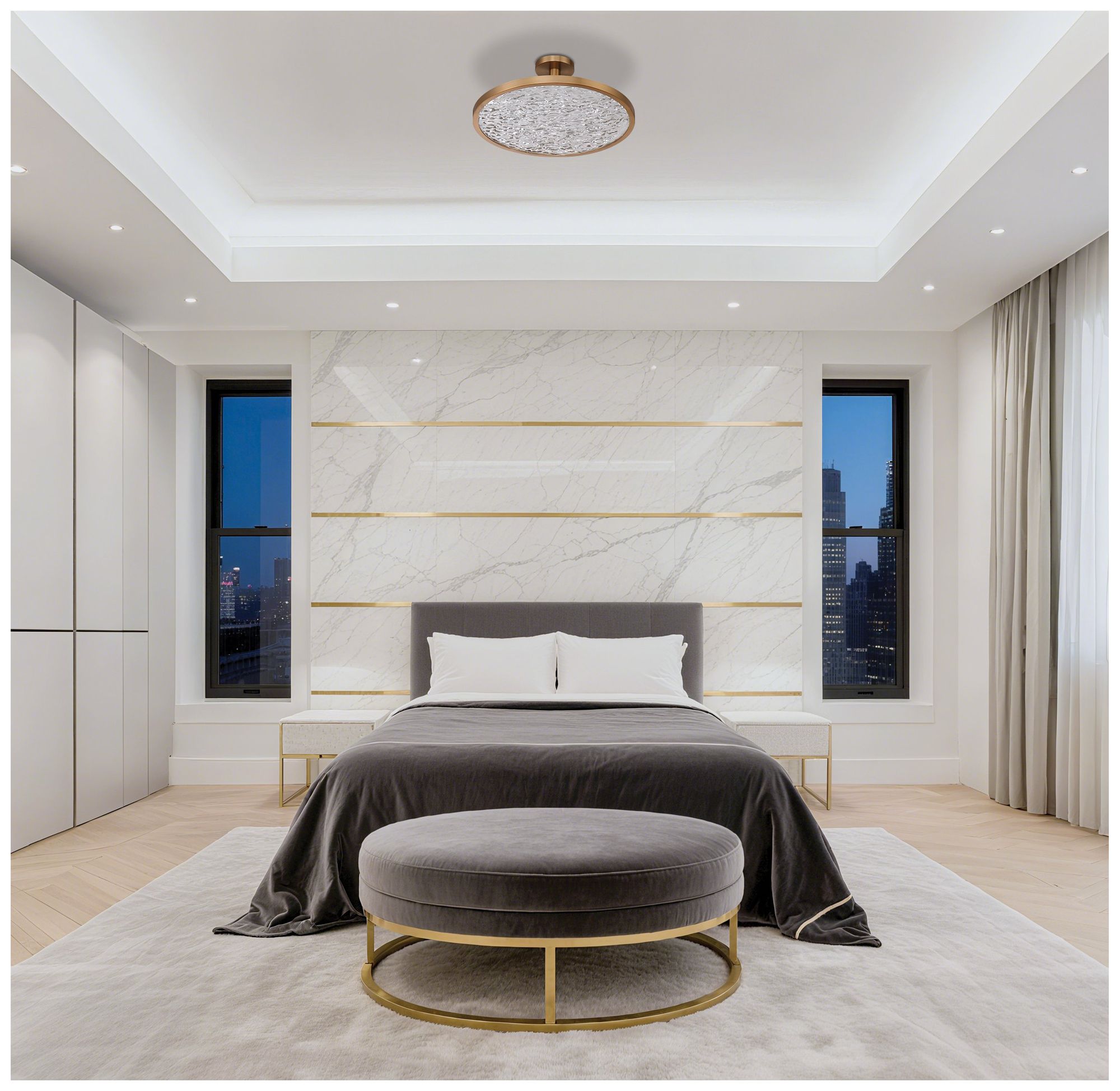 Thesis Courtney 24" Champagne Gold 5CCT LED Convertible Pendant