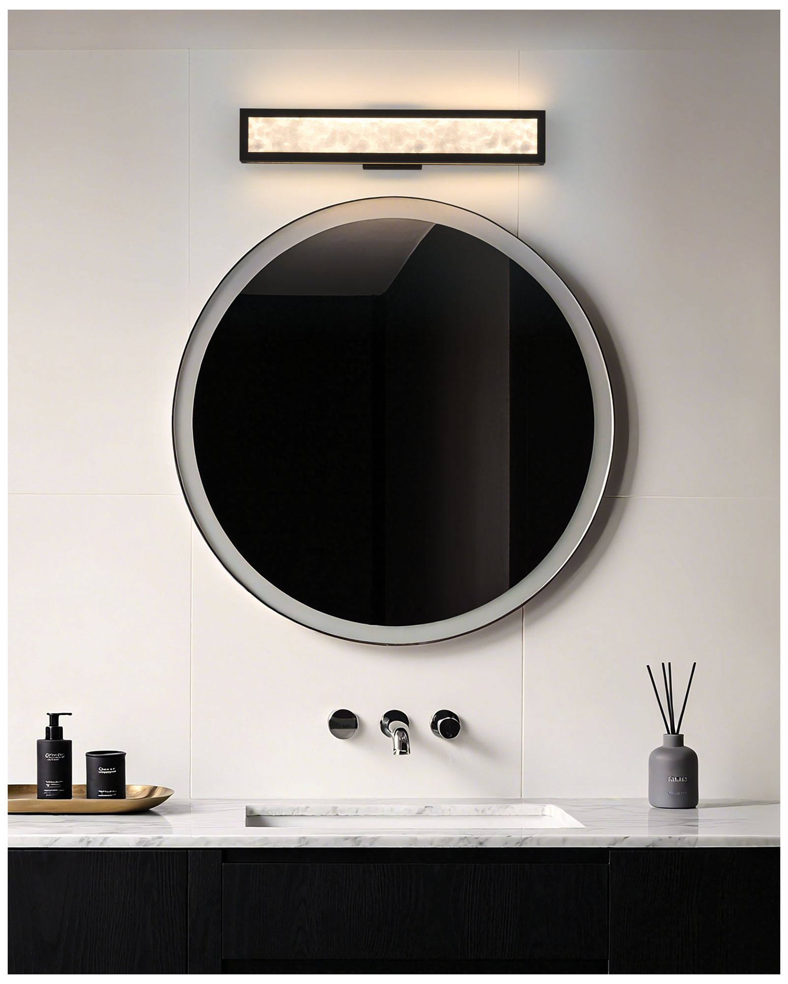 Image 7 Thesis Courtney 24" Textured Black 5CCT LED Vanity Light w/ Clear Glass more views