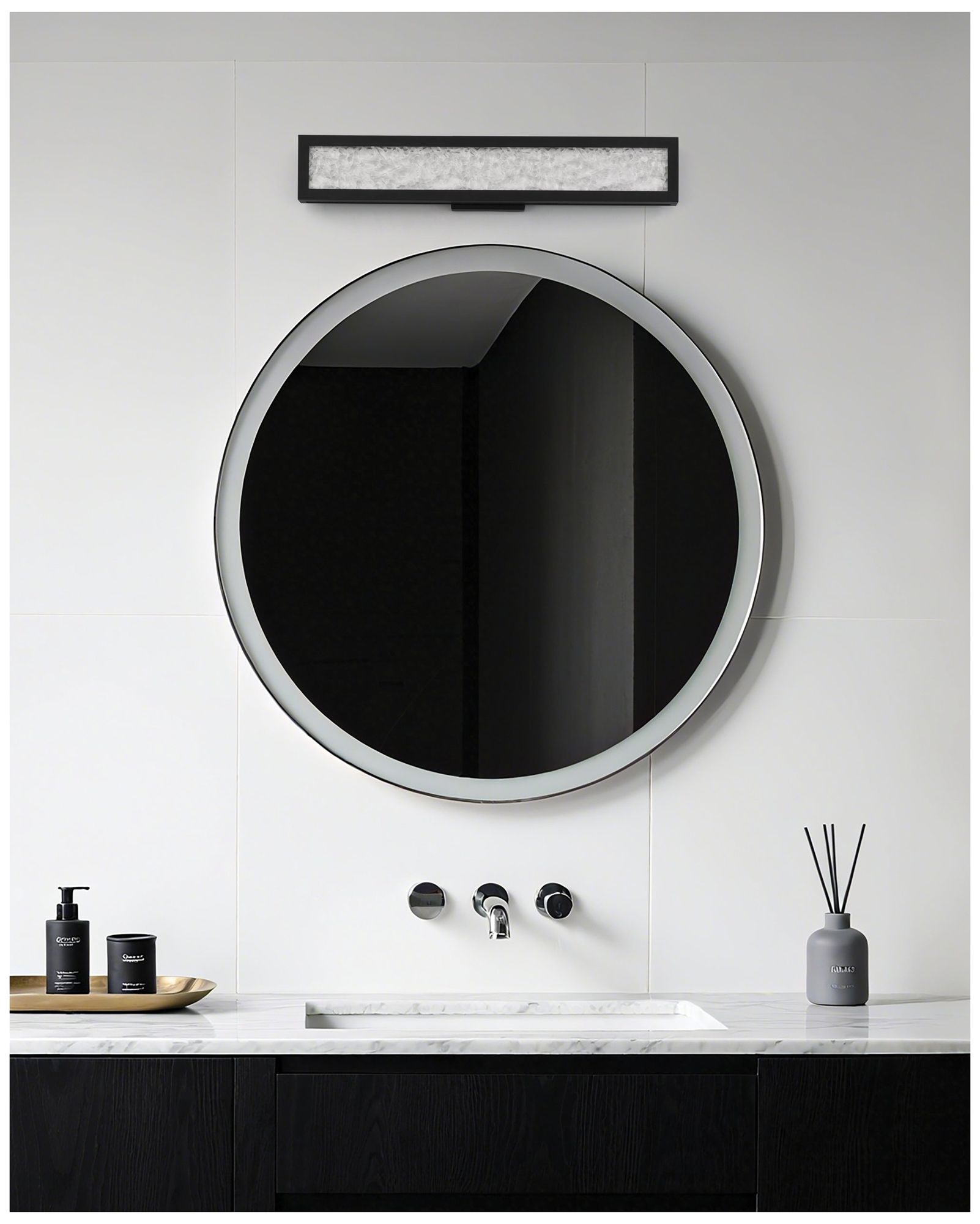 Thesis Courtney 24" Textured Black 5CCT LED Vanity Light w/ Clear Glass