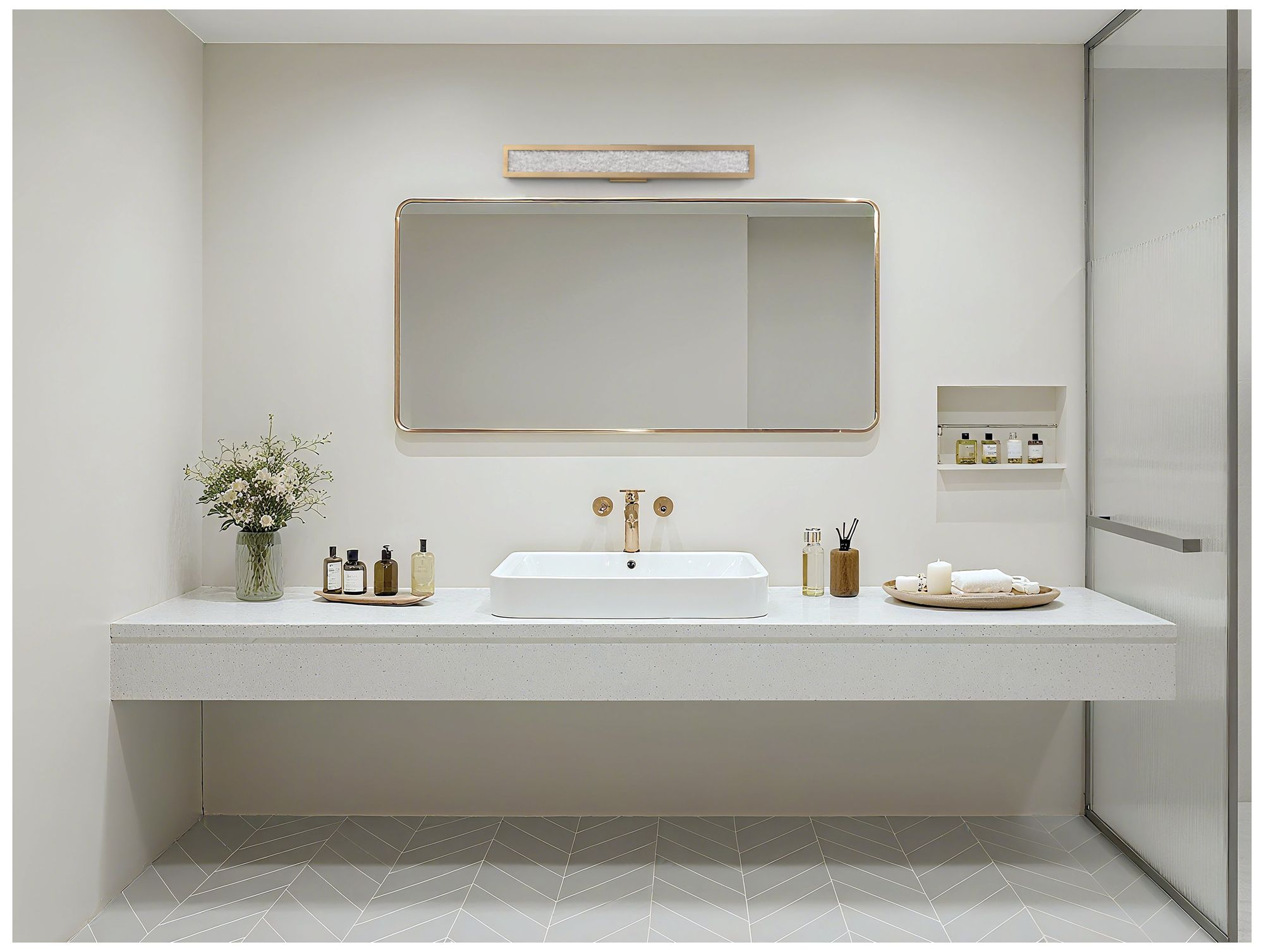 Thesis Courtney 32" Champagne Gold 5CCT LED Vanity Light - Clear Glass