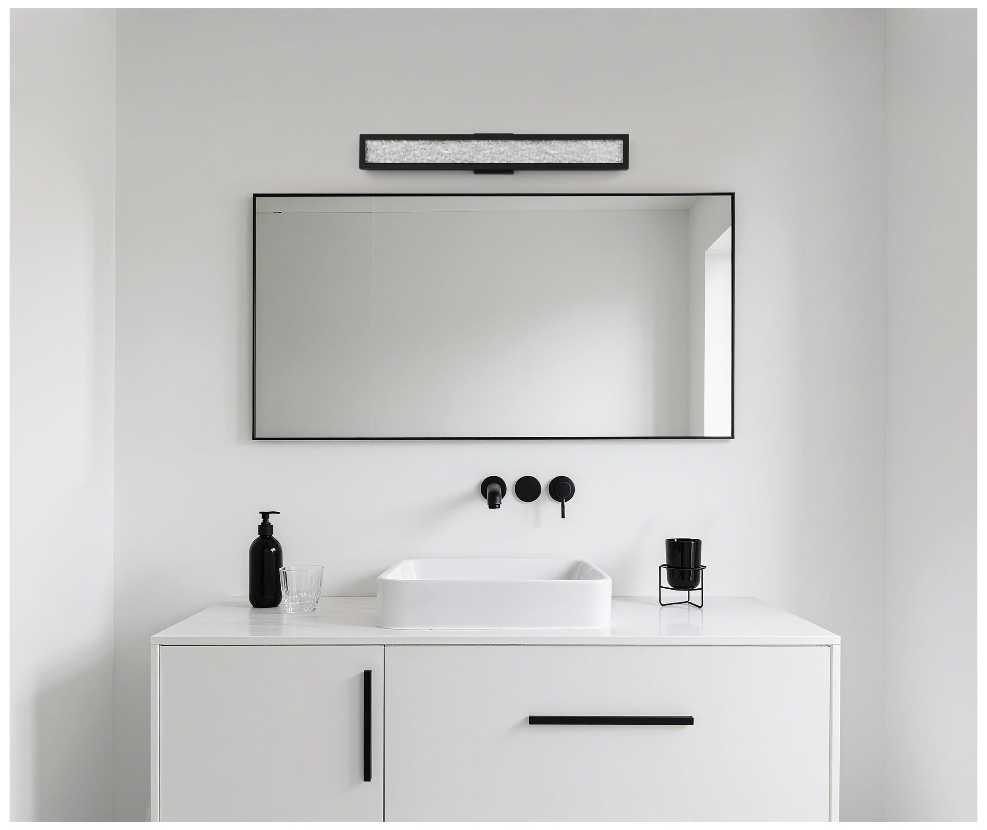 Thesis Courtney 32" Textured Black 5CCT LED Vanity Light w/ Clear Glass