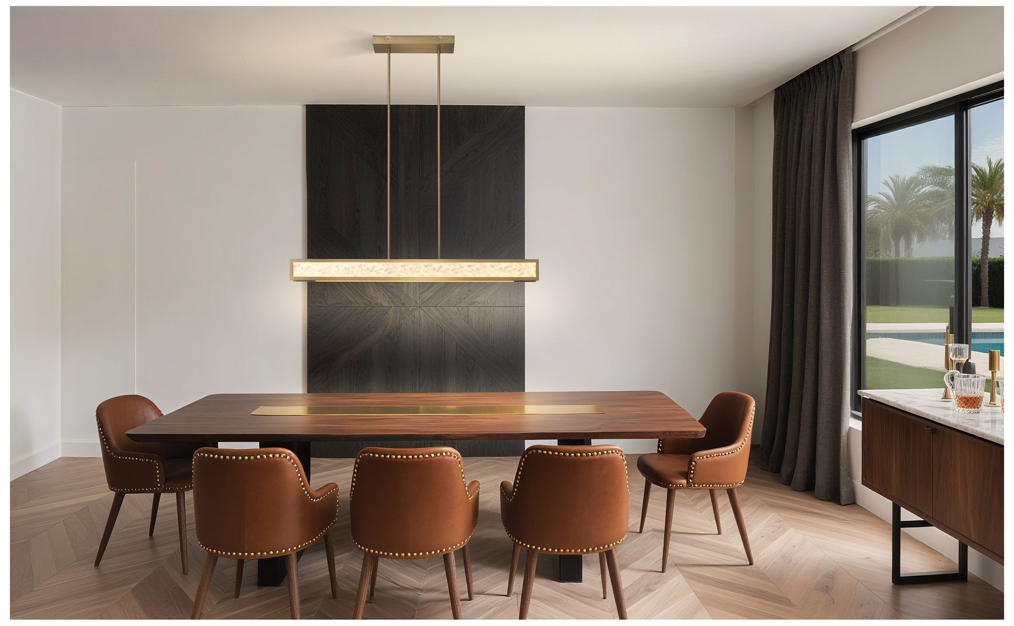 Image 6 Thesis Courtney 48" Champagne Gold 5CCT LED Linear Chandelier more views