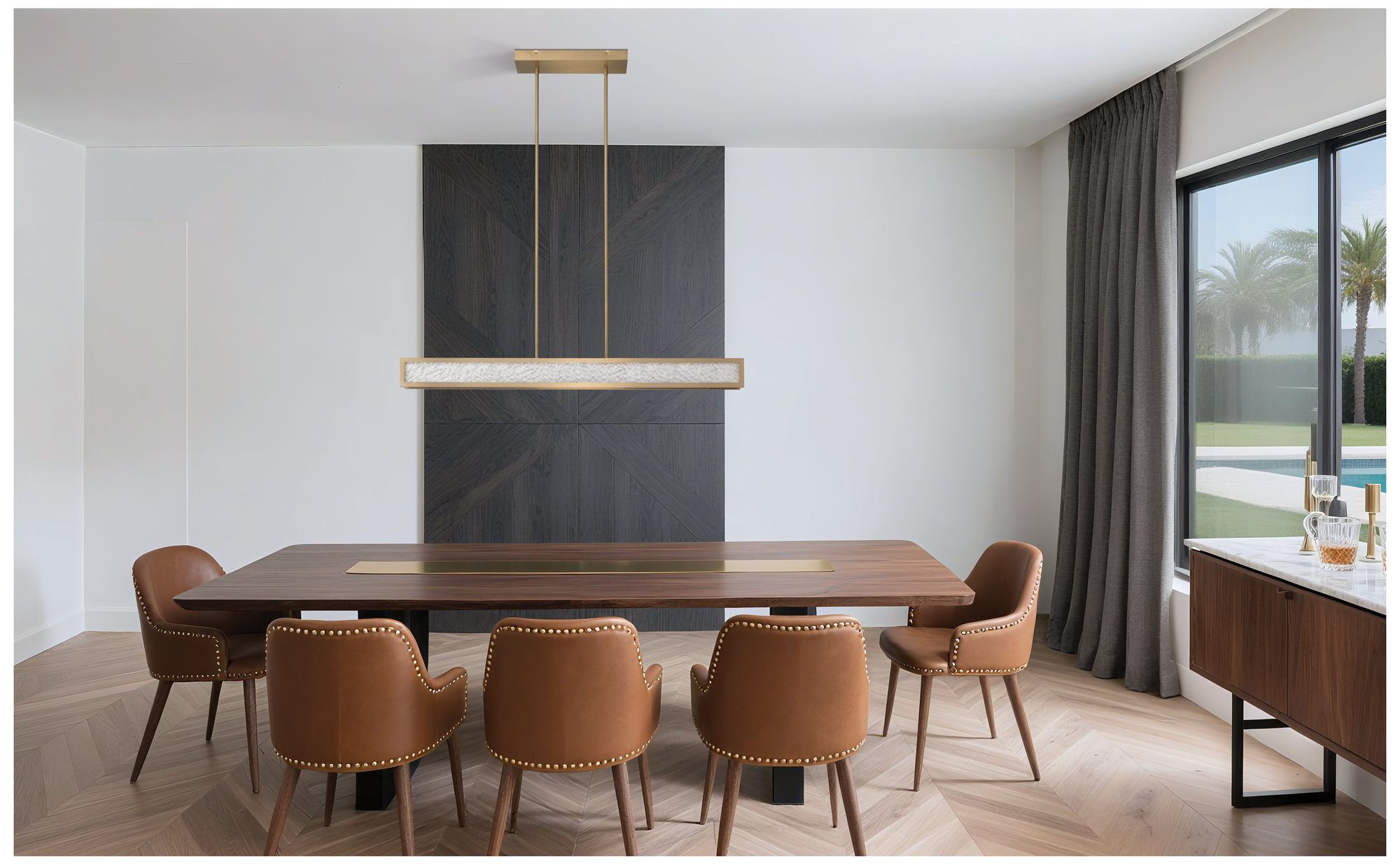 Image 7 Thesis Courtney 48" Champagne Gold 5CCT LED Linear Chandelier more views