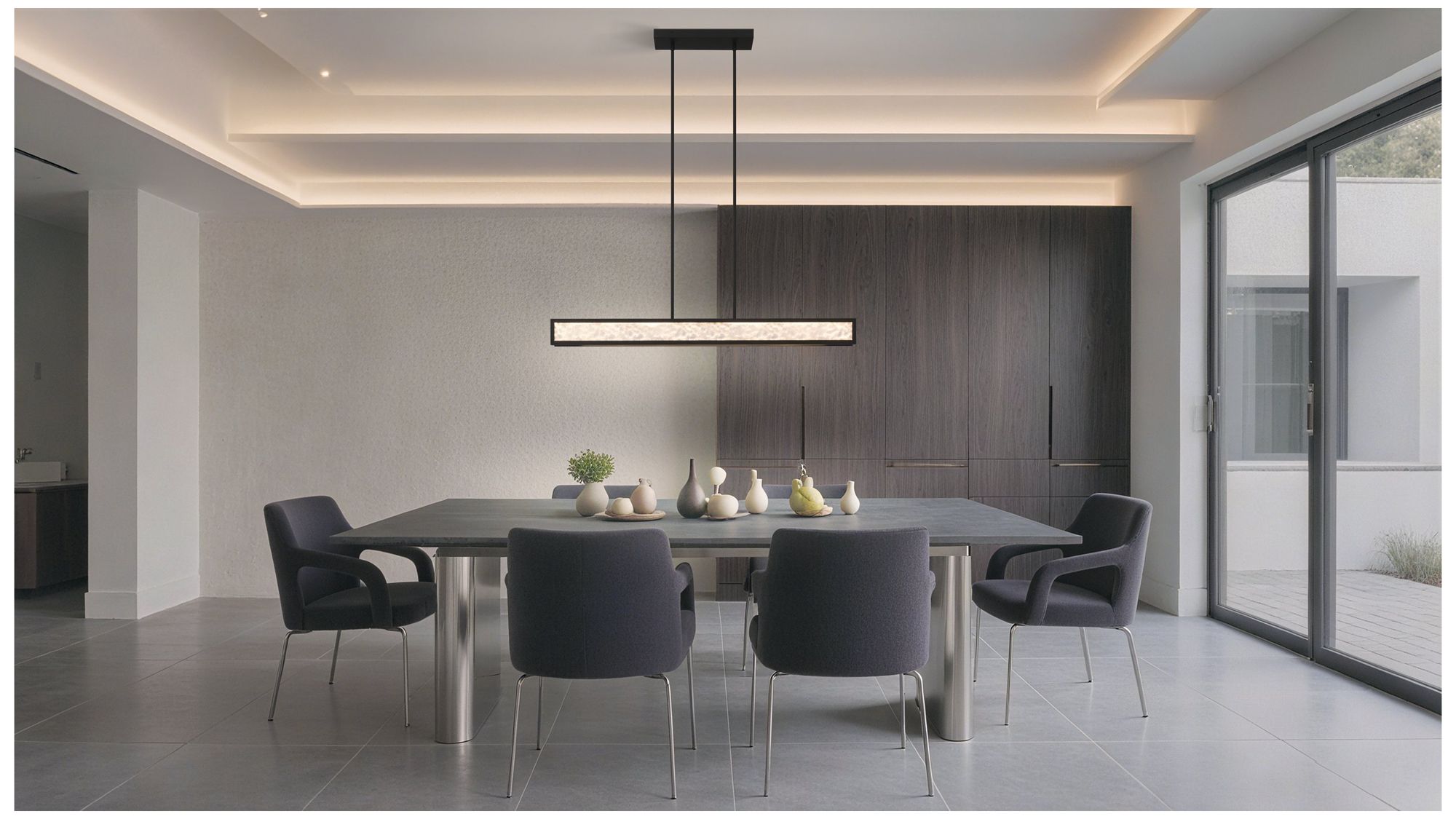 Image 6 Thesis Courtney 48" Textured Black 5CCT LED Linear Chandelier more views