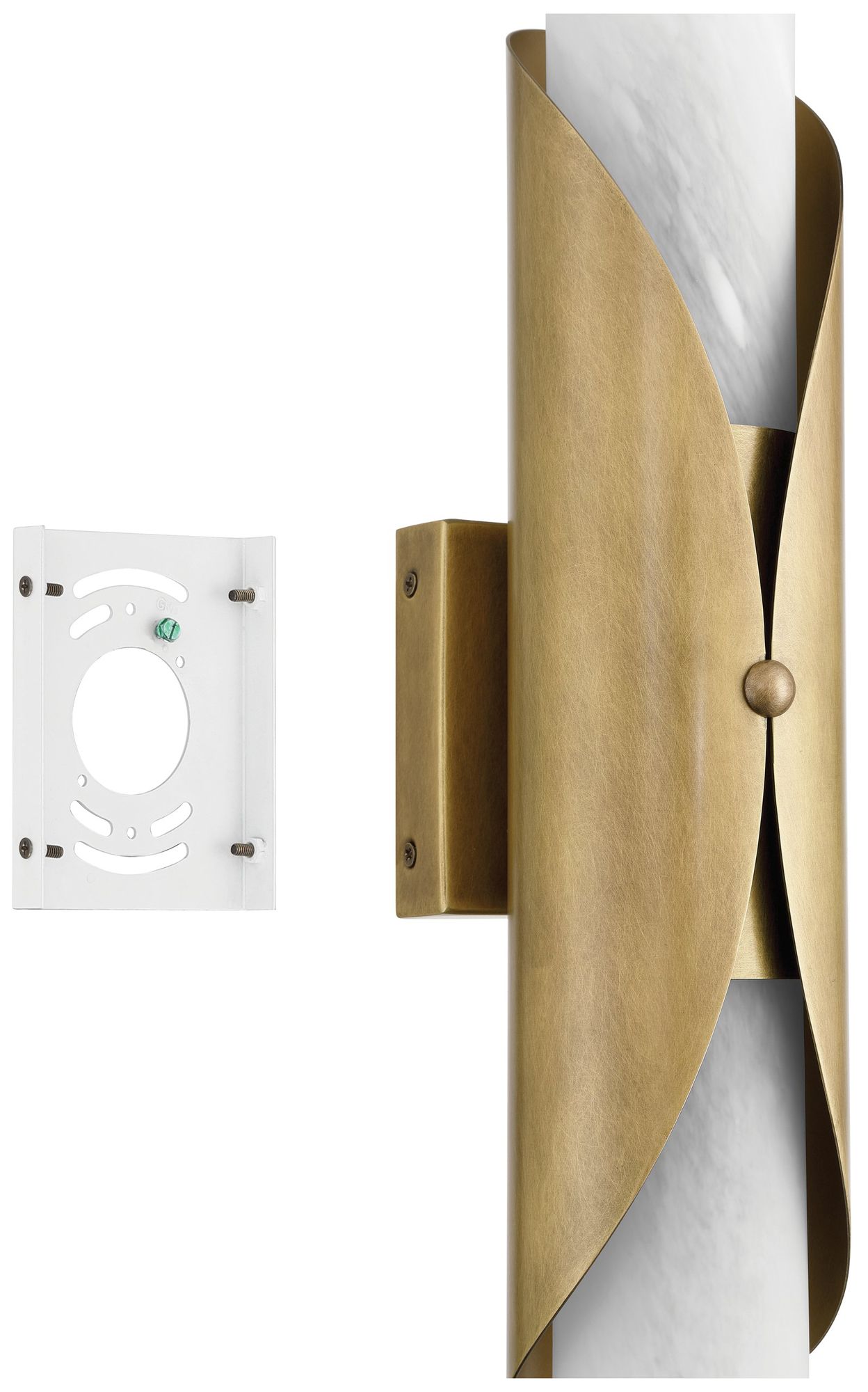 Image 6 Thesis Crescendo 18" 2 Light Natural Brass Wall Sconce with Alabaster Glass more views