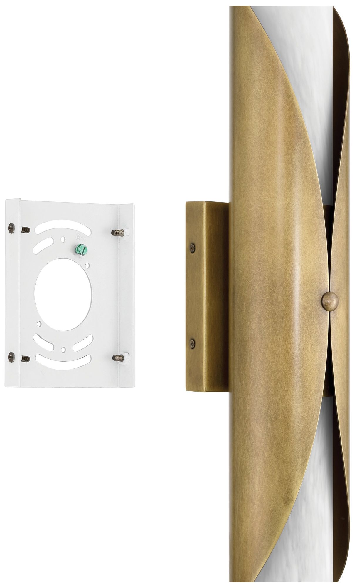 Image 6 Thesis Crescendo 24" 2 Light Natural Brass Wall Sconce w/ Alabaster Glass more views