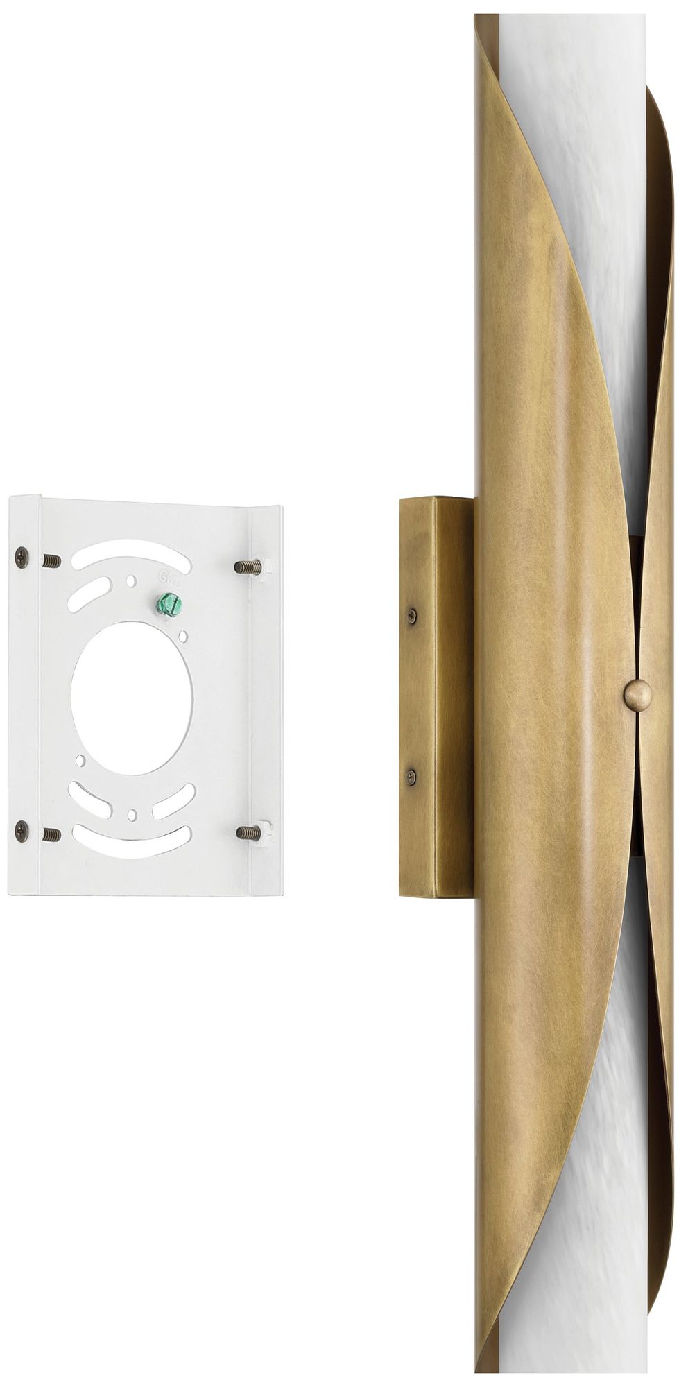 Image 6 Thesis Crescendo 30" 2 Light Natural Brass Wall Sconce w/ Alabaster Glass more views