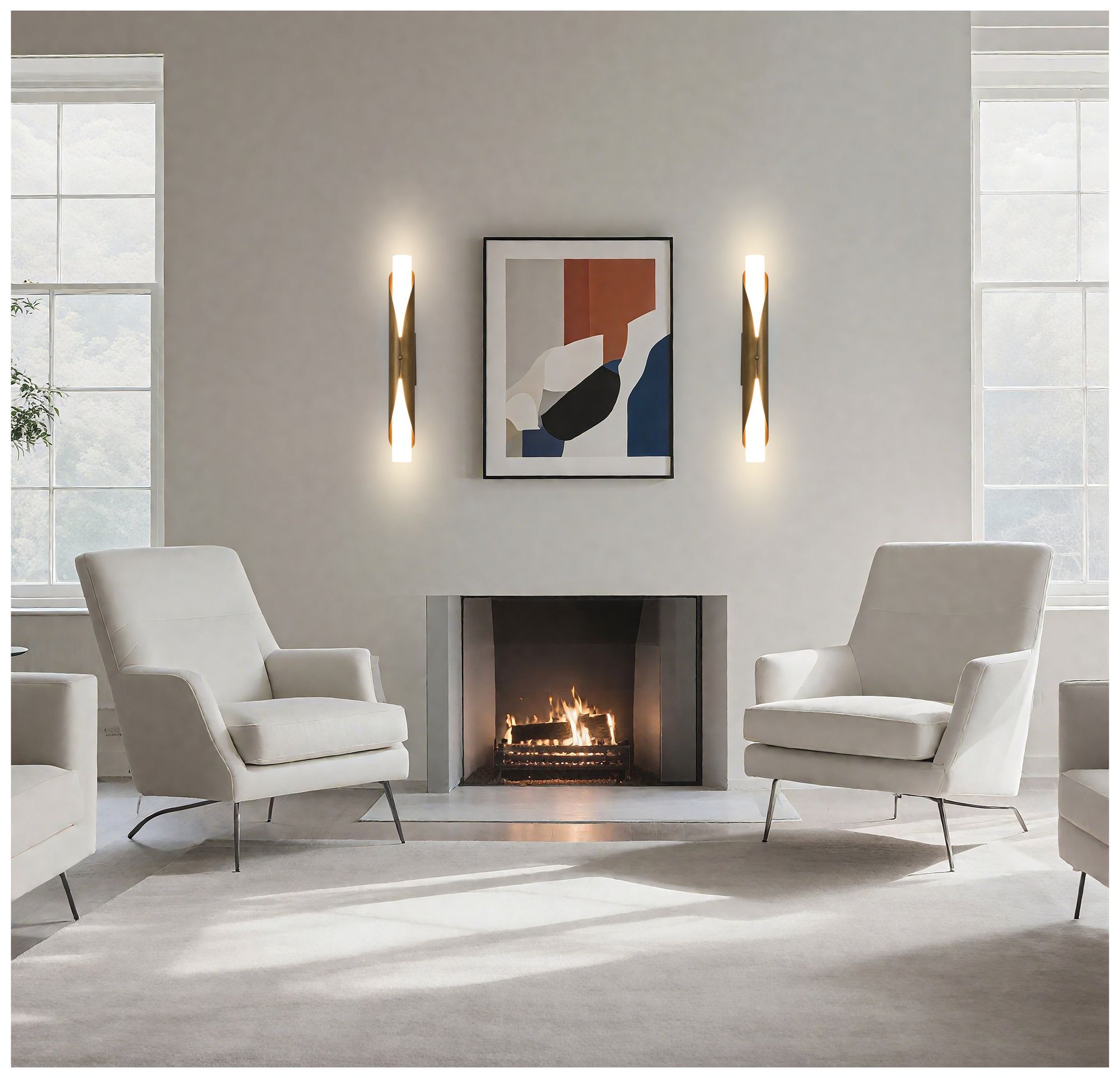 Image 7 Thesis Crescendo 30" 2 Light Natural Brass Wall Sconce w/ Alabaster Glass more views