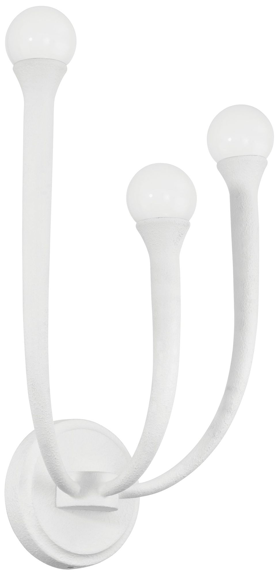 Thesis Dahlia 18 in. 3 Light Textured White Wall Sconce, Opal Glass Shades