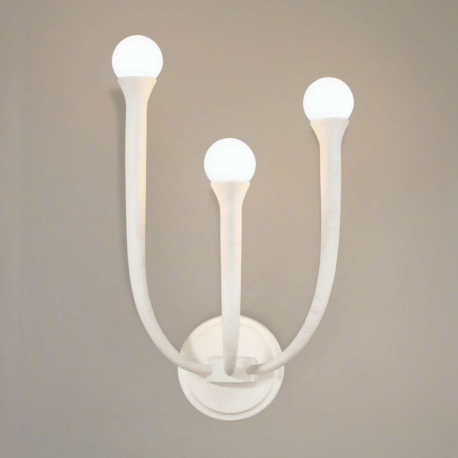 Thesis Dahlia 18 in. 3 Light Textured White Wall Sconce, Opal Glass Shades