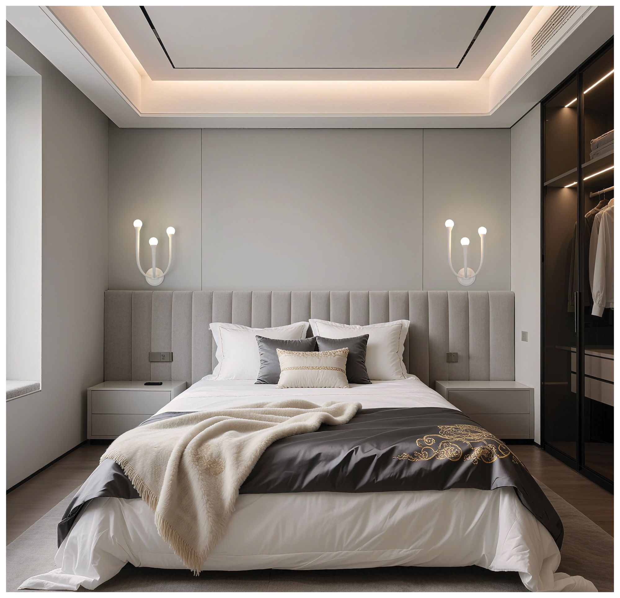 Image 5 Thesis Dahlia 18 in. 3 Light Textured White Wall Sconce, Opal Glass Shades more views