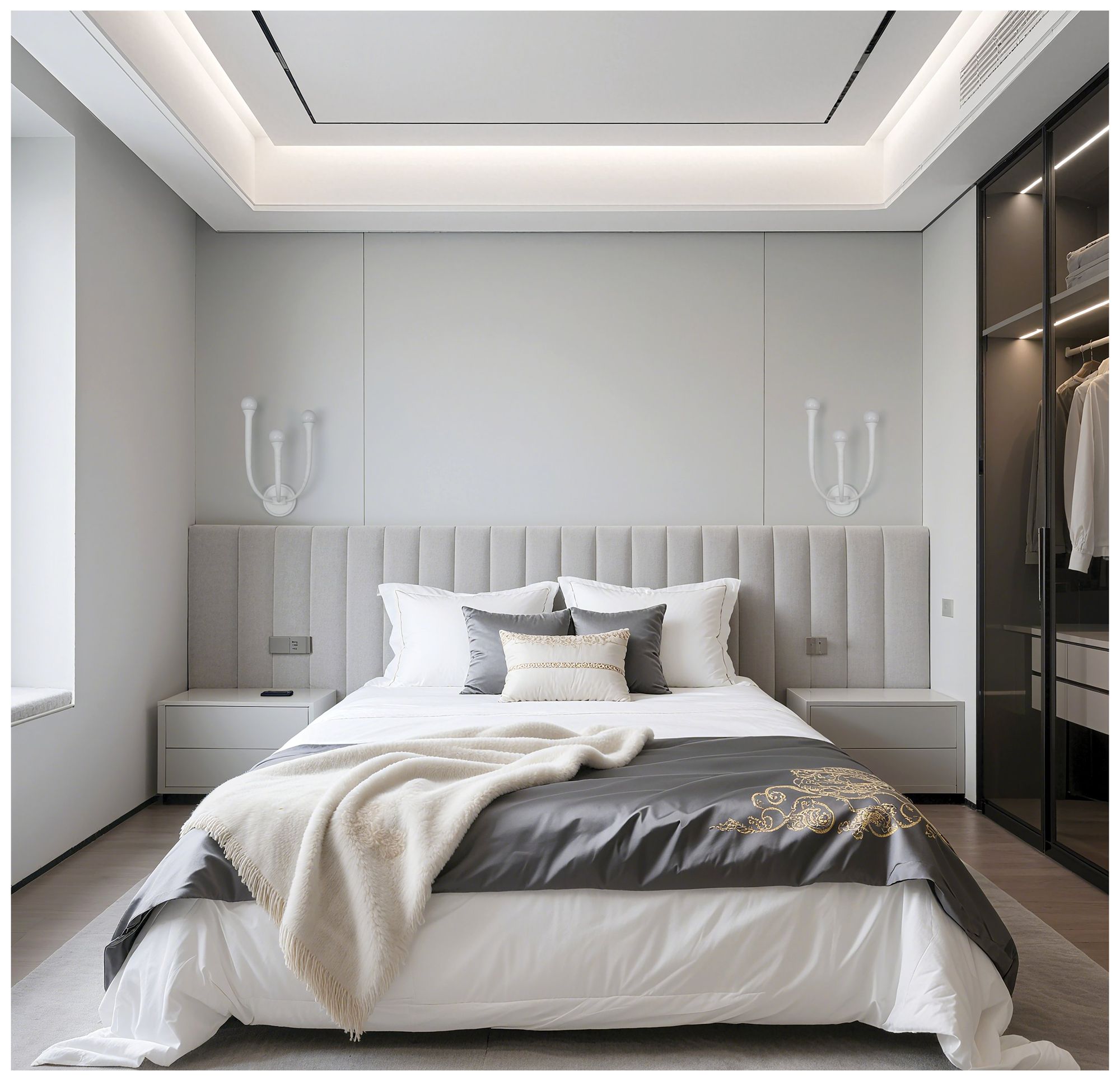 Image 6 Thesis Dahlia 18 in. 3 Light Textured White Wall Sconce, Opal Glass Shades more views