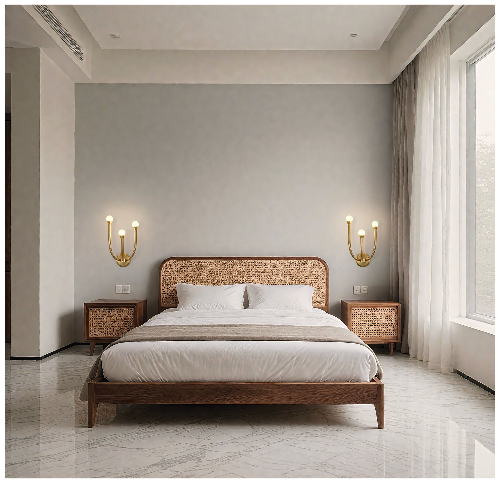 Image 5 Thesis Dahlia 18 inch 3 Light Brass Wall Sconce with Opal Glass Shades more views