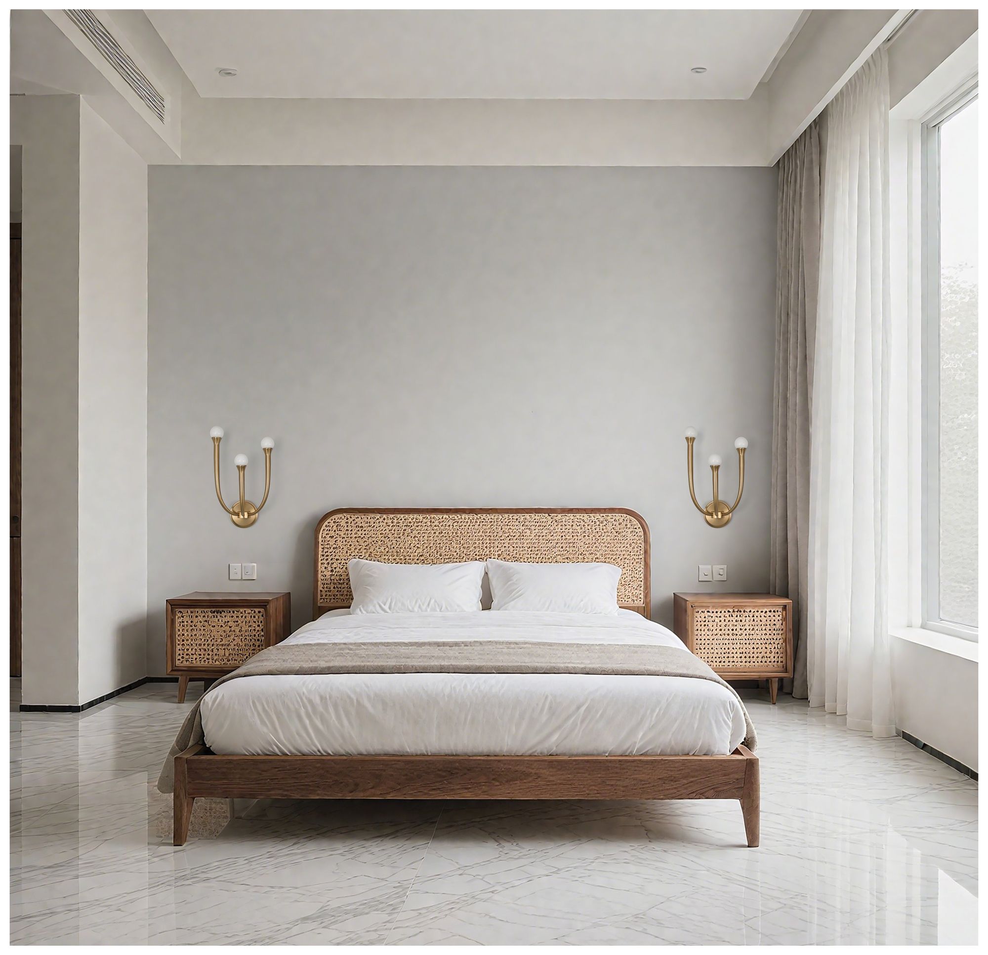 Image 6 Thesis Dahlia 18 inch 3 Light Brass Wall Sconce with Opal Glass Shades more views