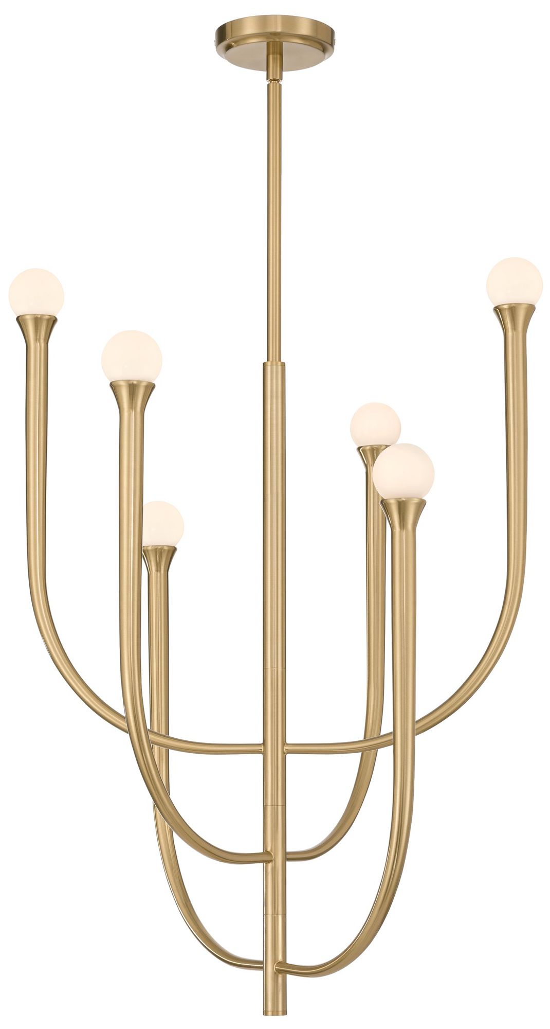 Image 3 Thesis Dahlia 23" 6 Light Brass Chandelier with Opal Glass Shades more views