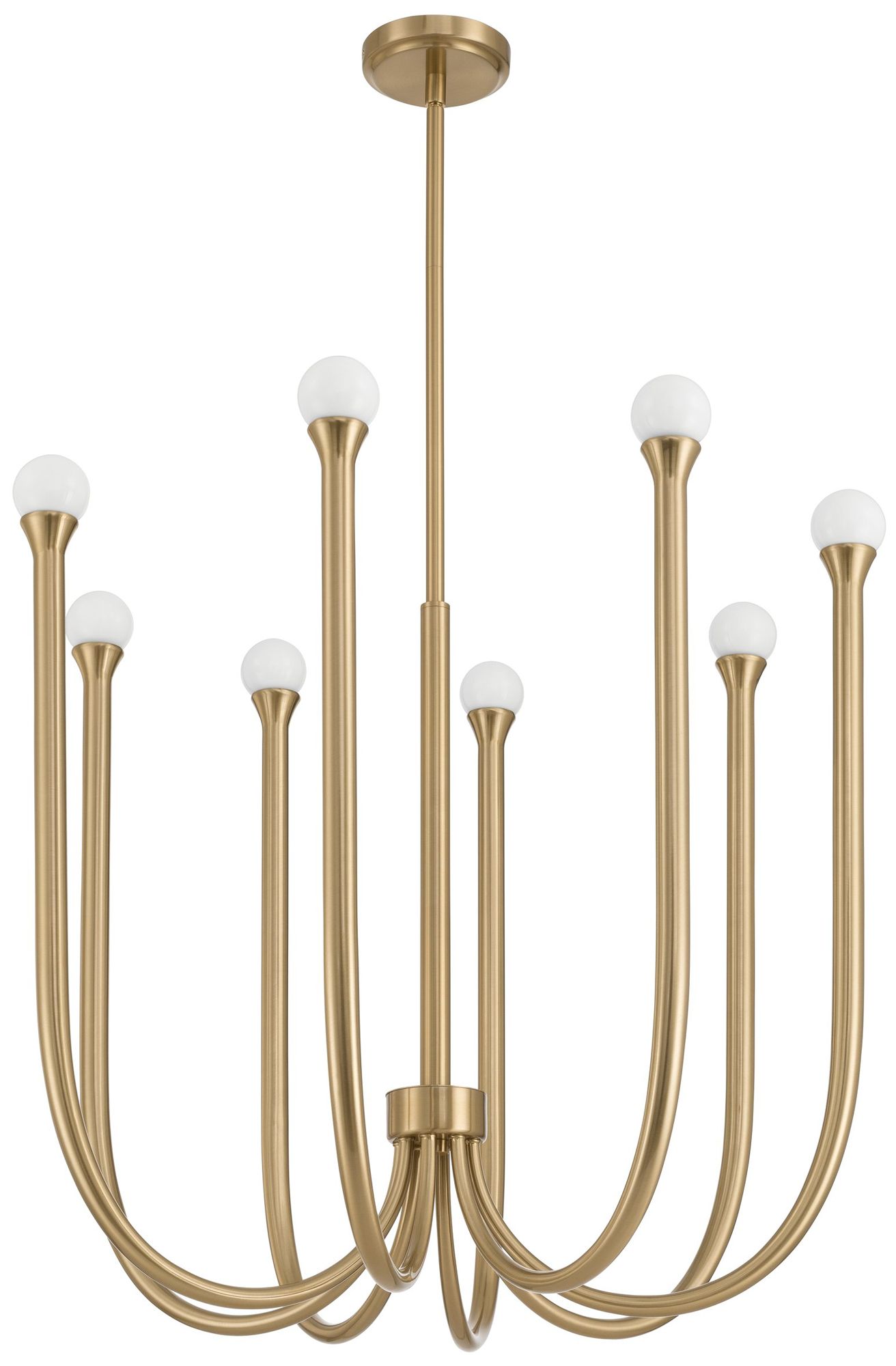 Thesis Dahlia 28" 8 Light Brass Chandelier with Opal Glass Shades