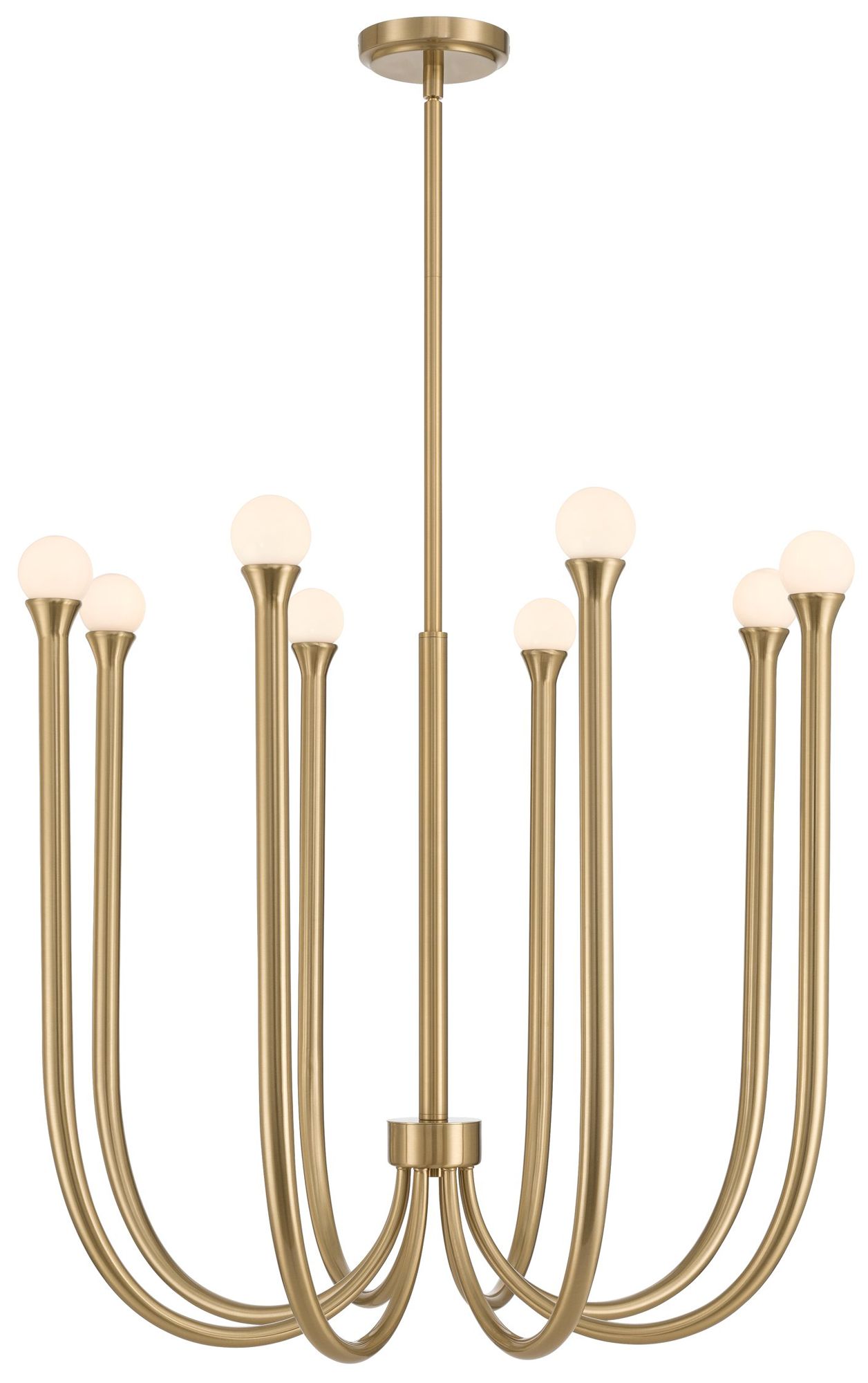 Image 3 Thesis Dahlia 28" 8 Light Brass Chandelier with Opal Glass Shades more views