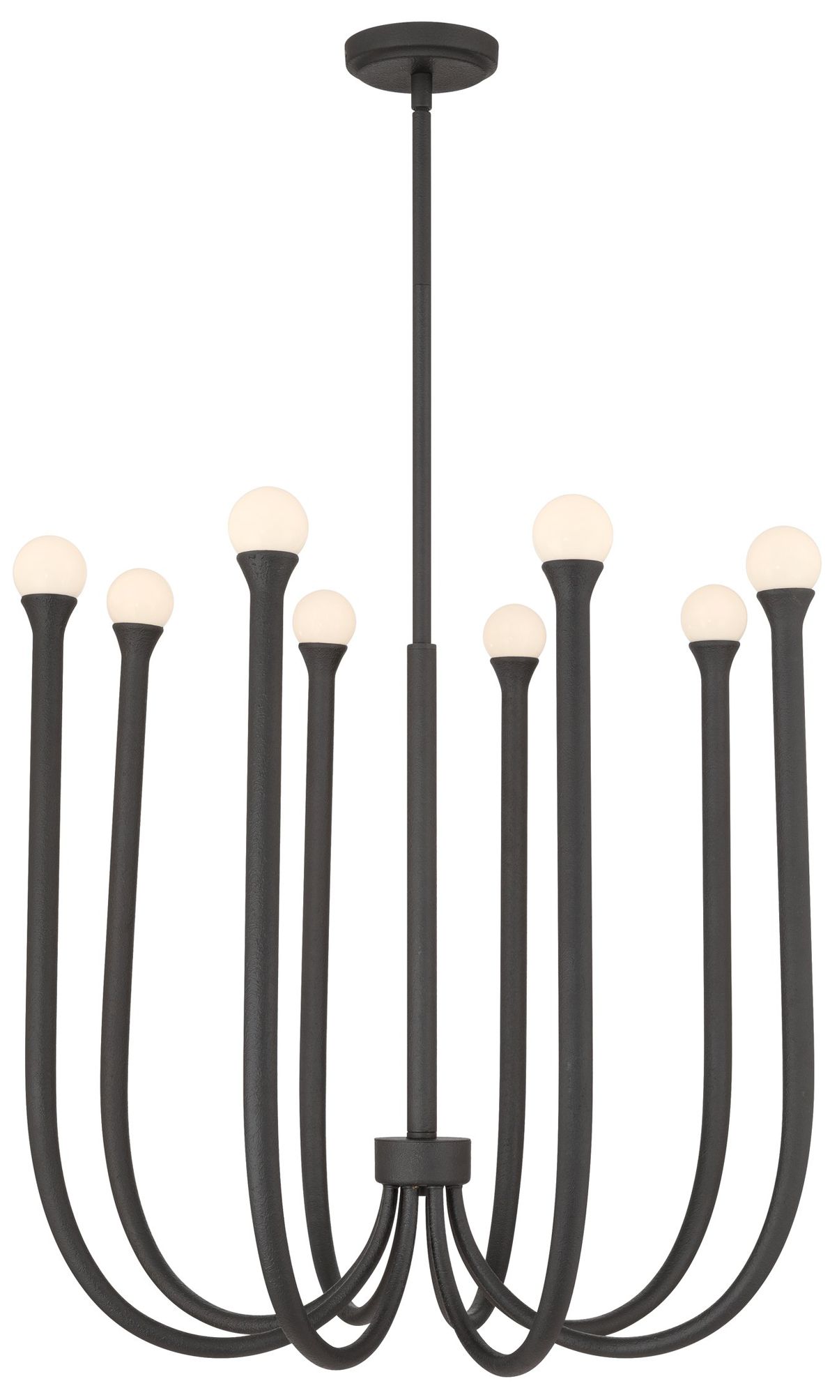 Image 3 Thesis Dahlia 28" 8 Light Textured Black Chandelier with Opal Glass Shades more views