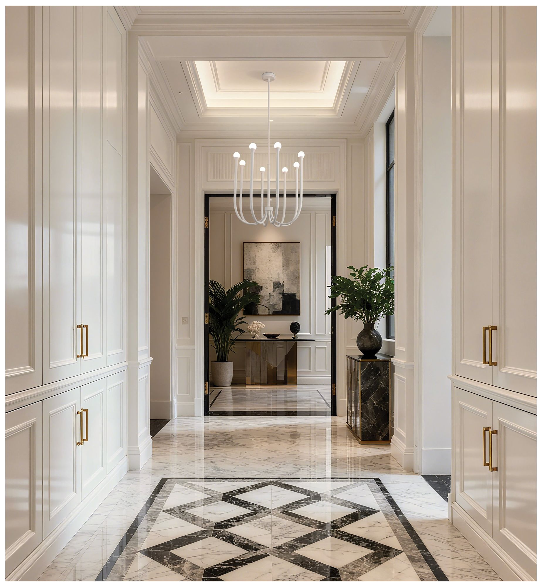 Image 5 Thesis Dahlia 28" 8 Light Textured White Chandelier with Opal Glass Shades more views