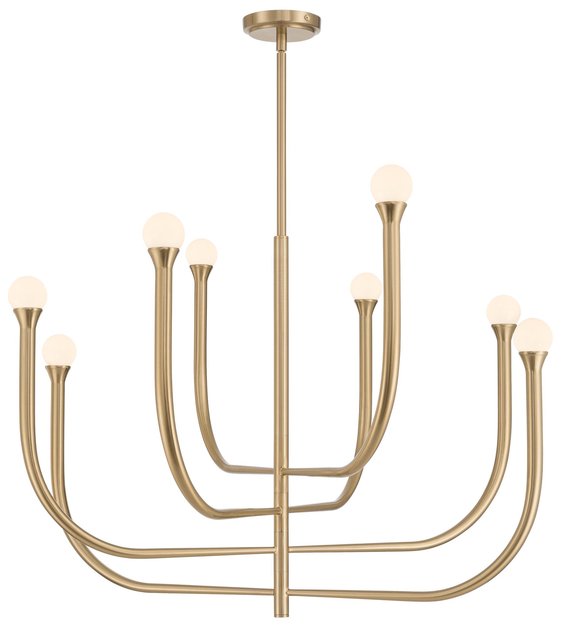 Image 3 Thesis Dahlia 36" 8 Light Brass Chandelier with Opal Glass Shades more views