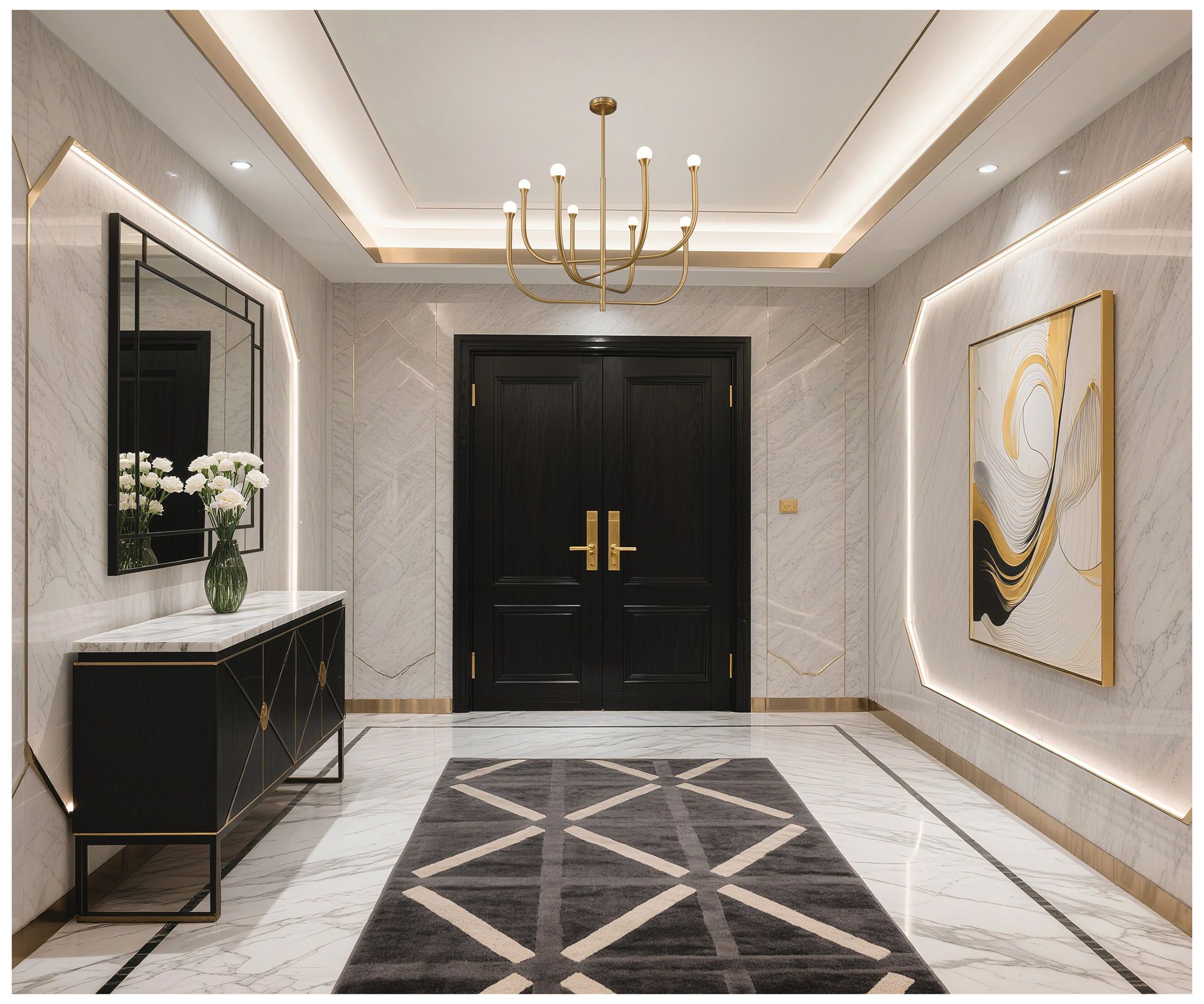 Image 5 Thesis Dahlia 36" 8 Light Brass Chandelier with Opal Glass Shades more views