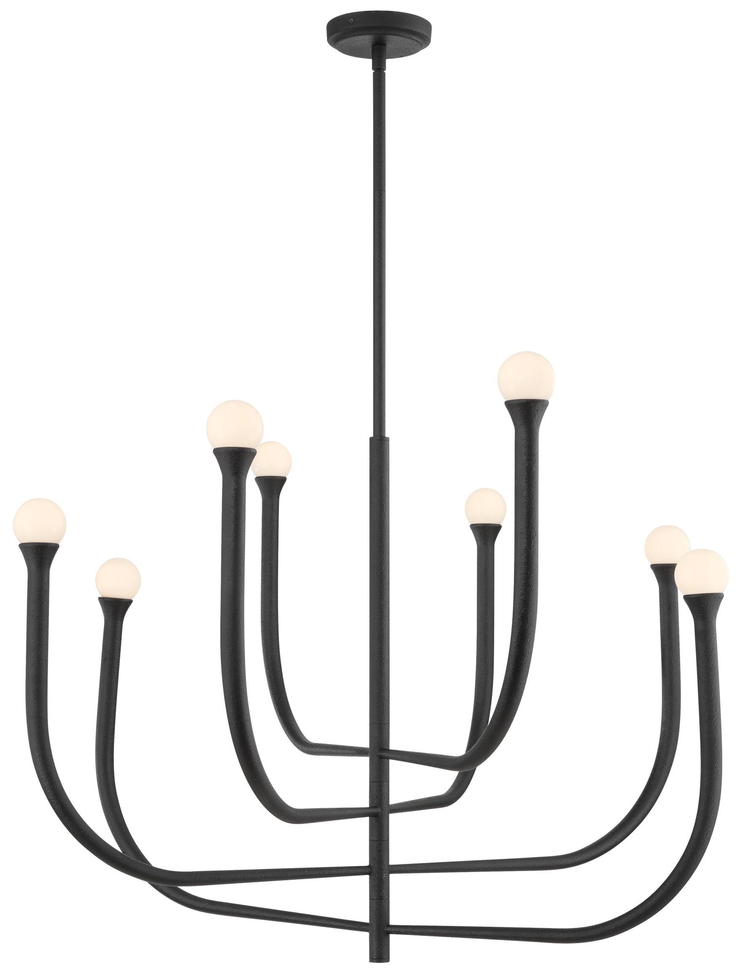 Image 3 Thesis Dahlia 36" 8 Light Textured Black Chandelier with Opal Glass Shades more views