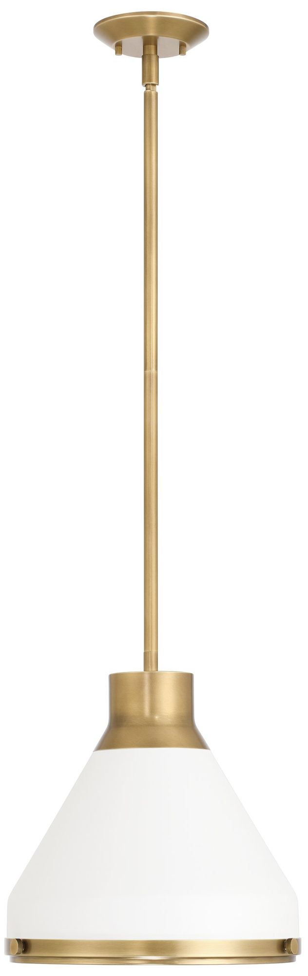 Image 3 Thesis Doyle 1 Light Natural Brass Pendant Light, Matte White Metal Shade more views