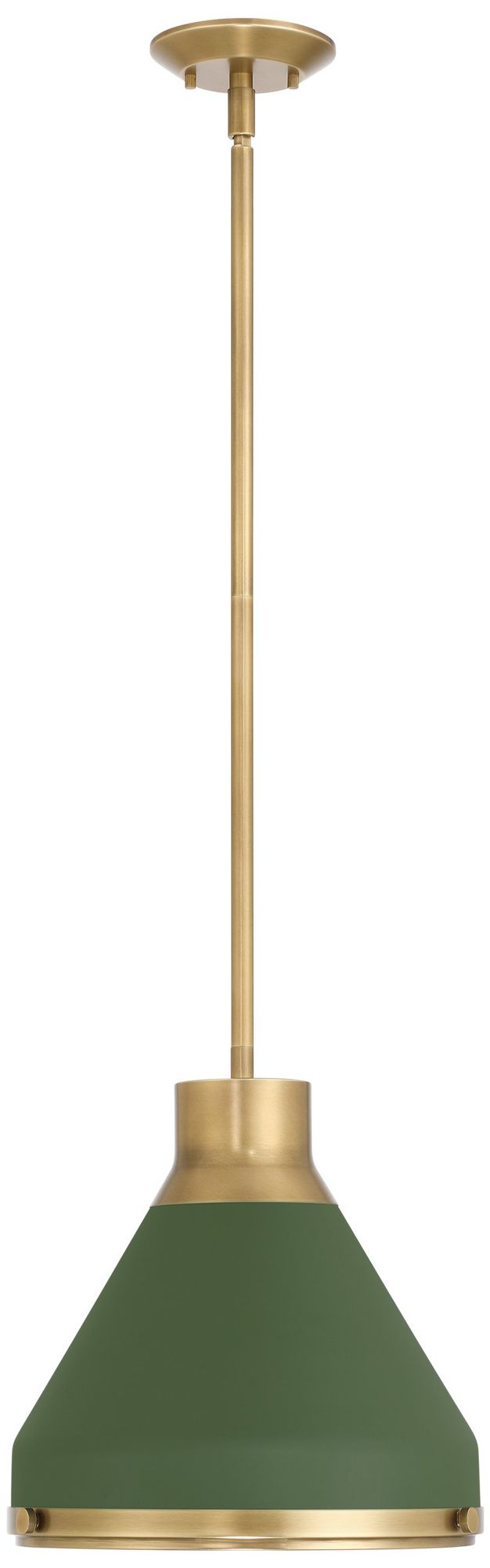 Image 3 Thesis Doyle 13" 1 Lt Natural Brass Pendant Light, Matte Green Metal Shade more views