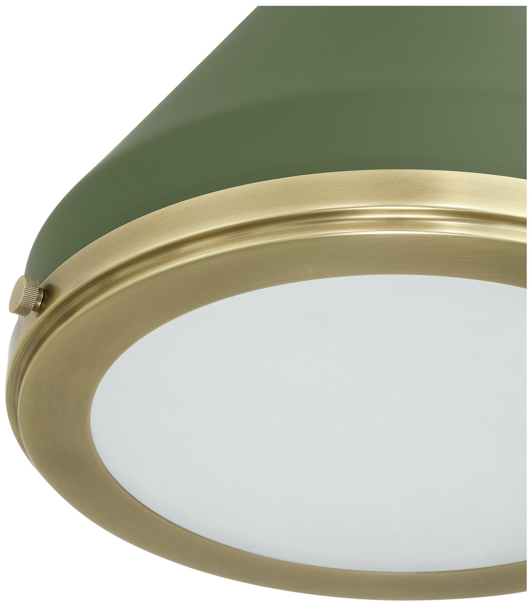 Image 4 Thesis Doyle 13" 1 Lt Natural Brass Pendant Light, Matte Green Metal Shade more views