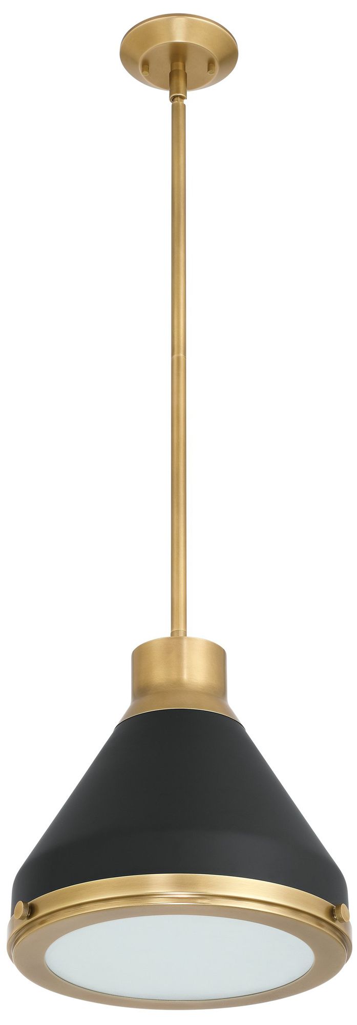 Thesis Doyle 13" 1 Lt Natural Brass Pendant Light w/ Black Metal Shade