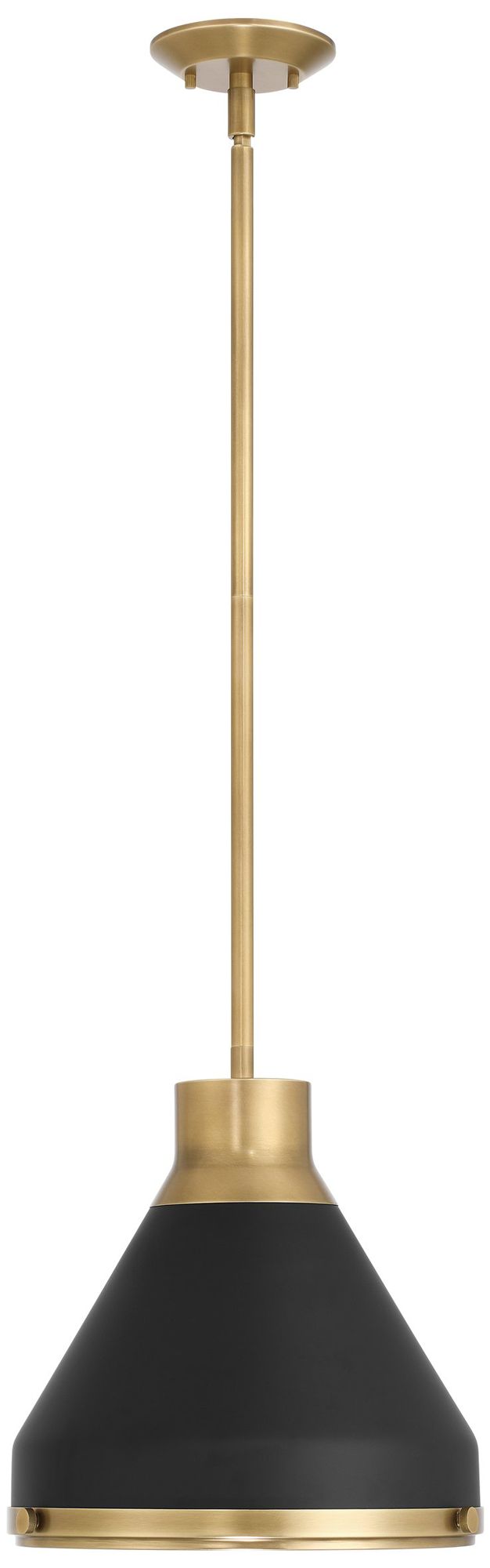 Image 3 Thesis Doyle 13" 1 Lt Natural Brass Pendant Light w/ Black Metal Shade more views