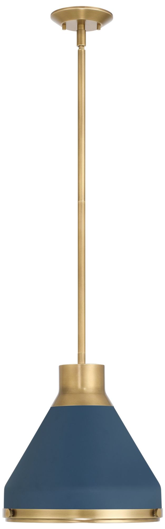 Image 3 Thesis Doyle 13" 1 Lt Natural Brass Pendant Light w/ Matte Blue Metal Shade more views