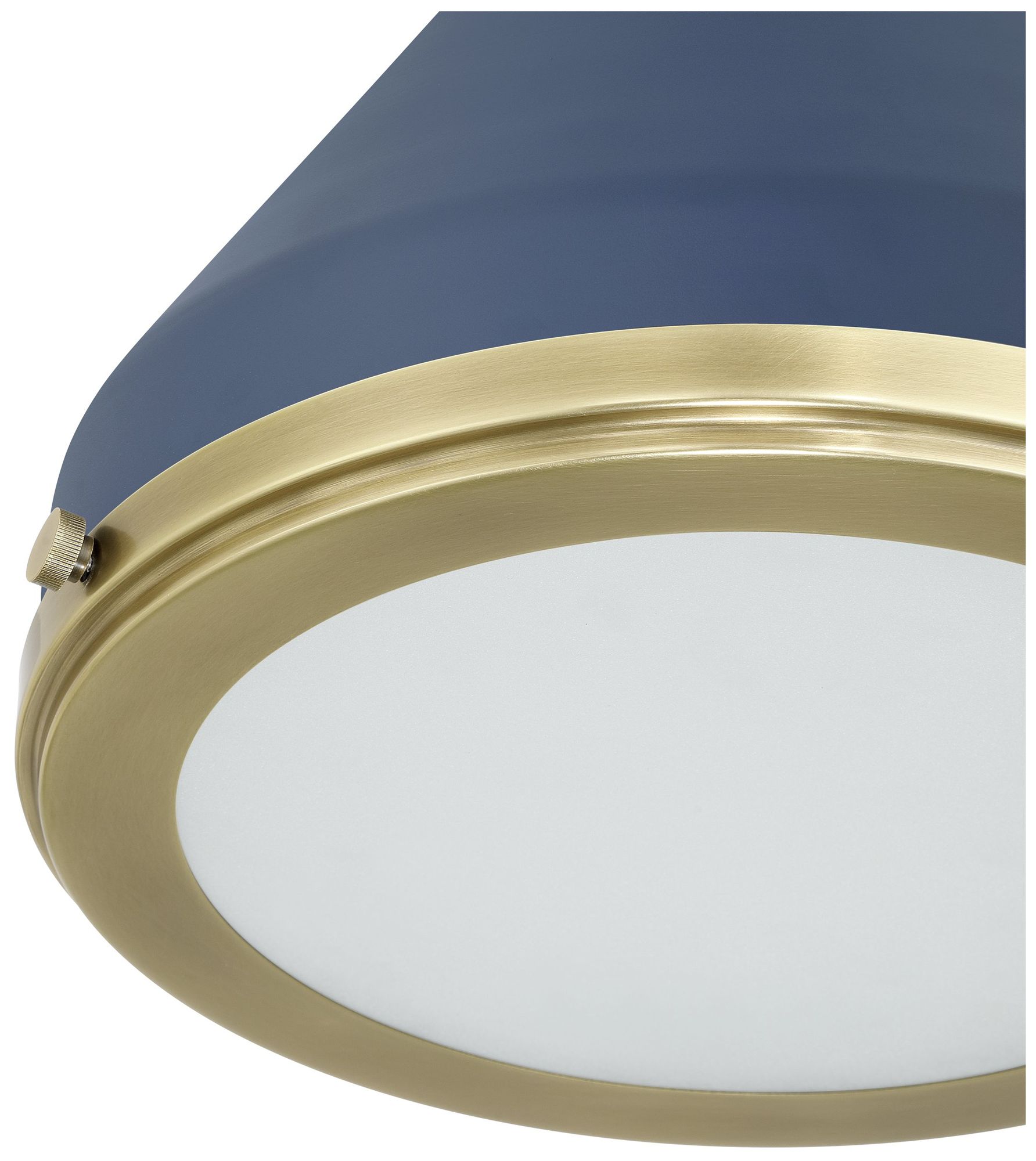 Image 4 Thesis Doyle 13" 1 Lt Natural Brass Pendant Light w/ Matte Blue Metal Shade more views