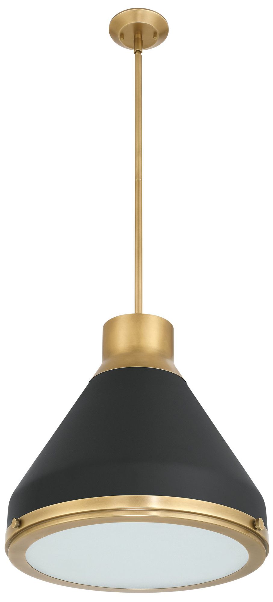 Thesis Doyle 18" 1 Lt Natural Brass Pendant Light, Matte Black Metal Shade