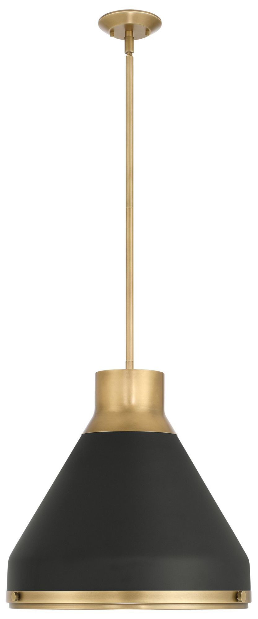 Image 3 Thesis Doyle 18" 1 Lt Natural Brass Pendant Light, Matte Black Metal Shade more views