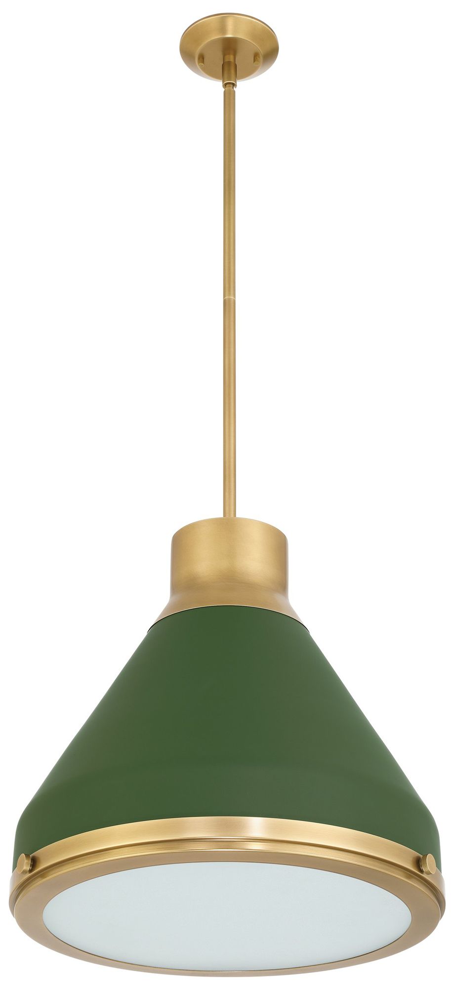 Thesis Doyle 18" 1 Lt Natural Brass Pendant Light - Matte Green Metal Shade