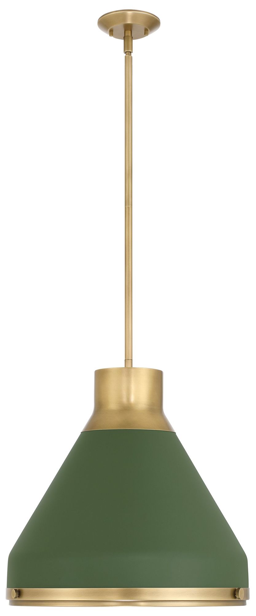 Image 3 Thesis Doyle 18" 1 Lt Natural Brass Pendant Light - Matte Green Metal Shade more views
