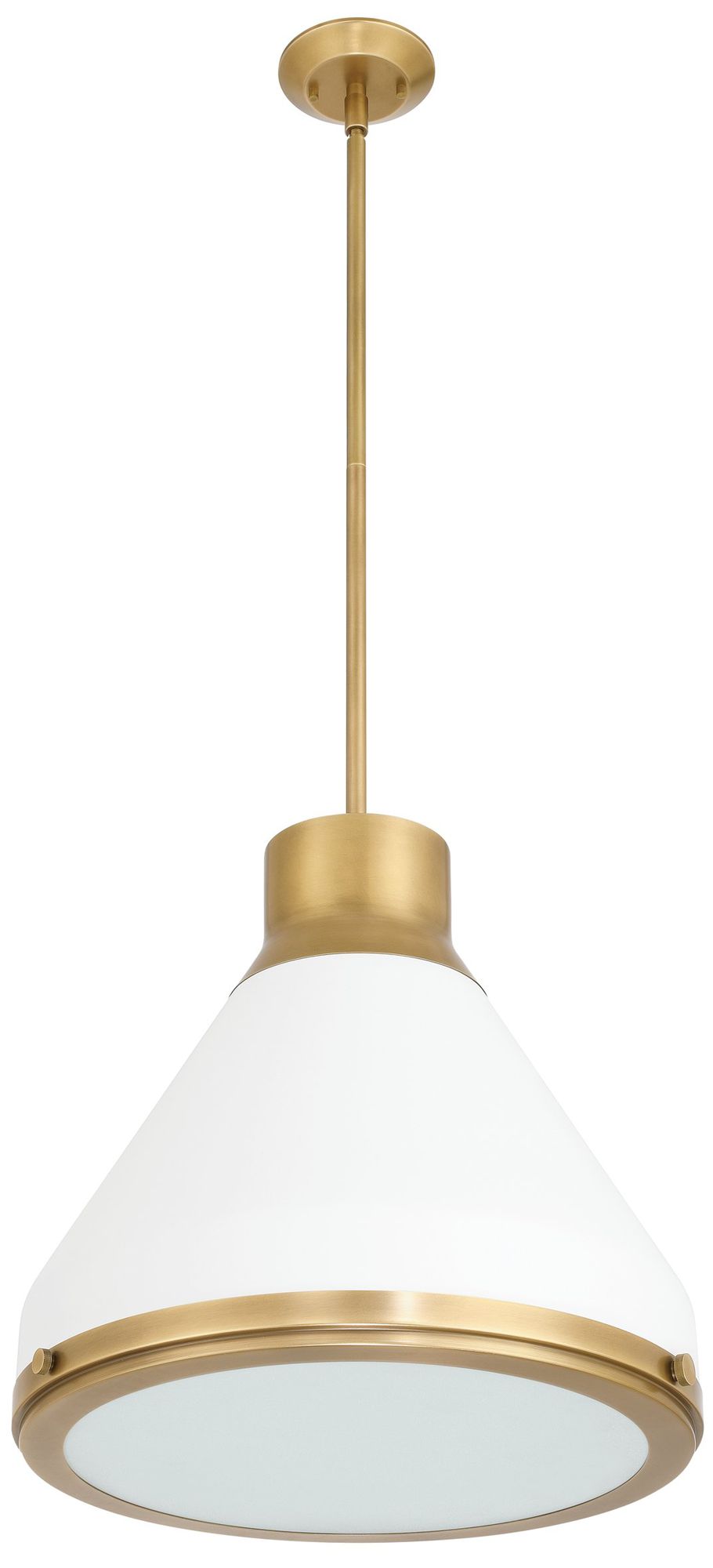 Image 2 Thesis Doyle 18" 1 Lt Natural Brass Pendant Light, Matte White Metal Shade