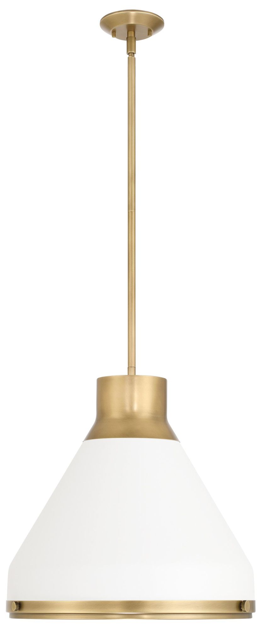 Image 3 Thesis Doyle 18" 1 Lt Natural Brass Pendant Light, Matte White Metal Shade more views