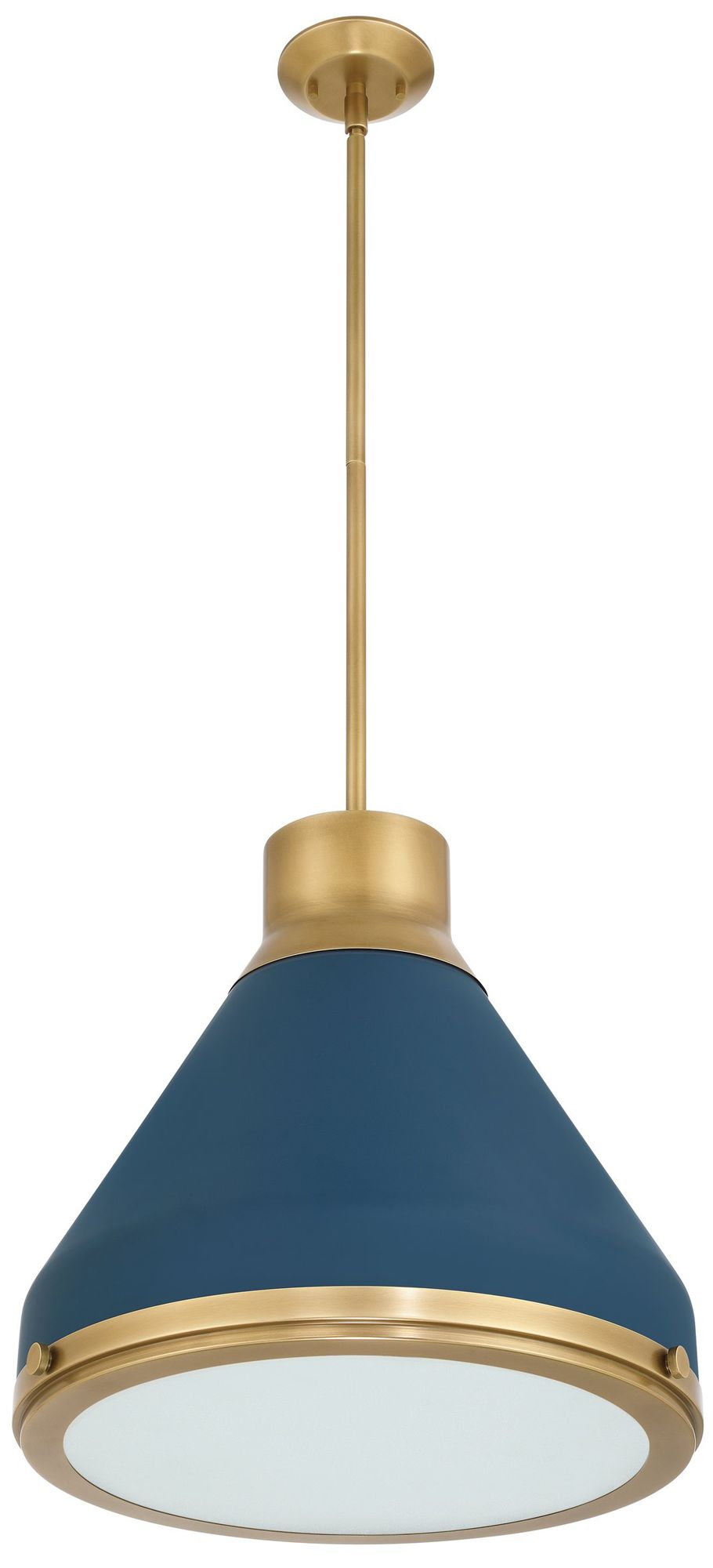 Thesis Doyle 18" 1 Lt Natural Brass Pendant Light w/ Matte Blue Metal Shade