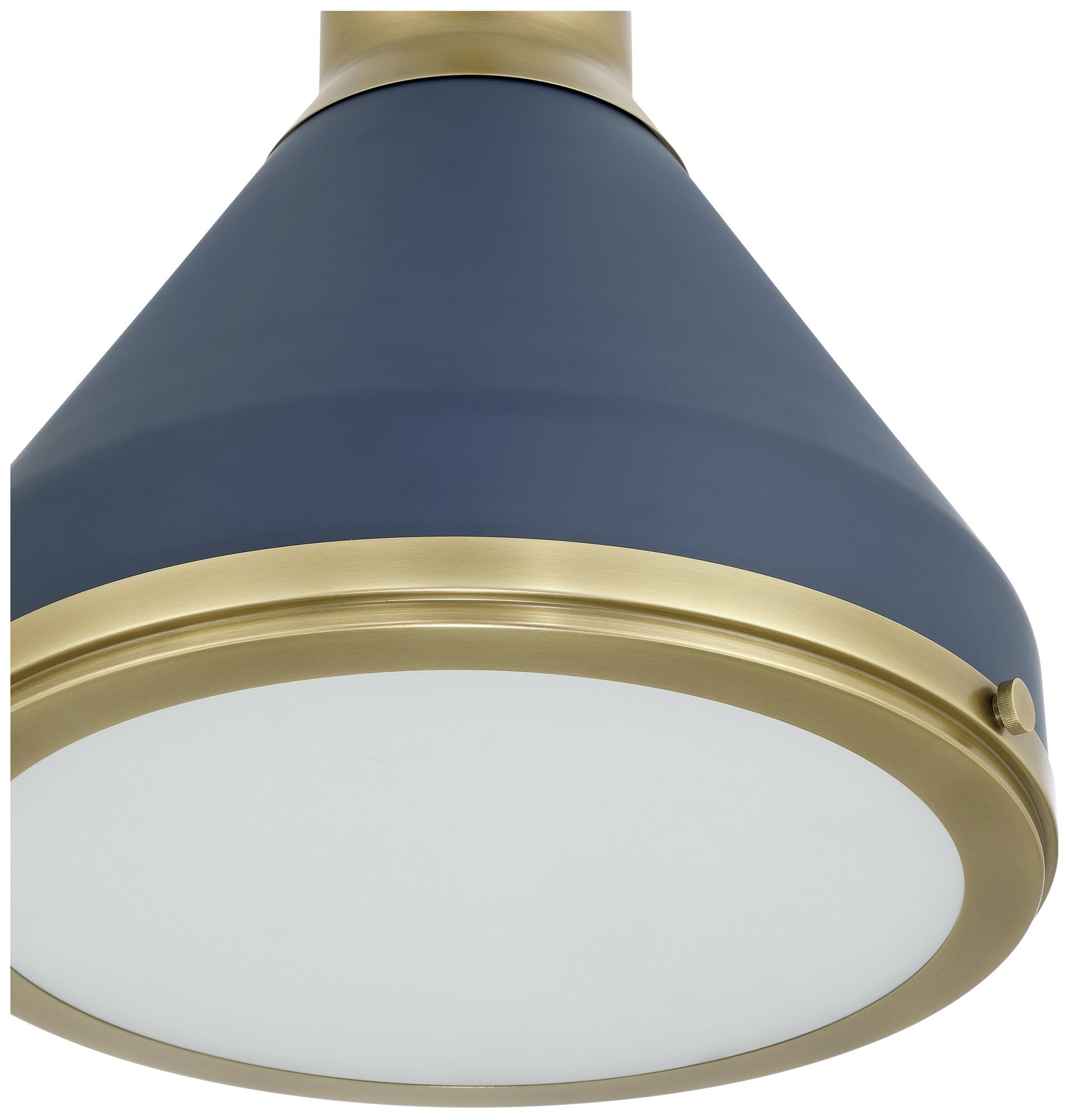 Image 4 Thesis Doyle 18" 1 Lt Natural Brass Pendant Light w/ Matte Blue Metal Shade more views