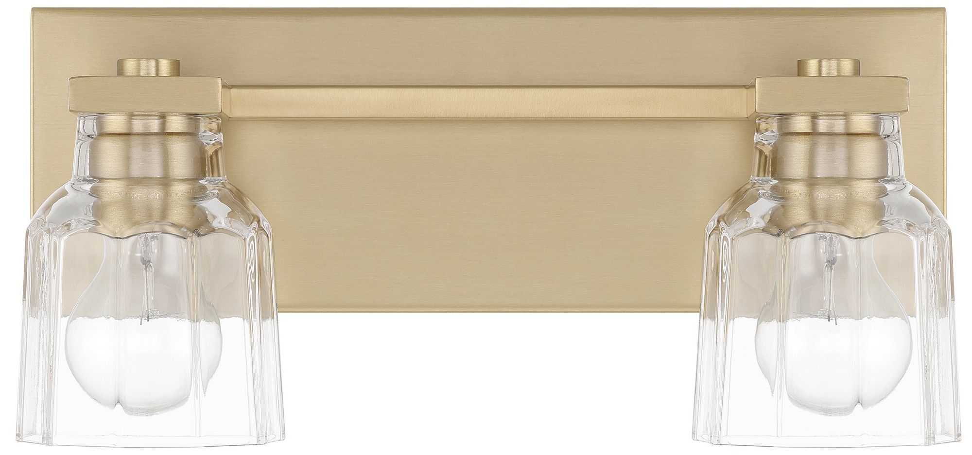 Image 4 Thesis Dryden 15" Champagne Gold Vanity Light w/ Clear Ribbed Glass Shades more views
